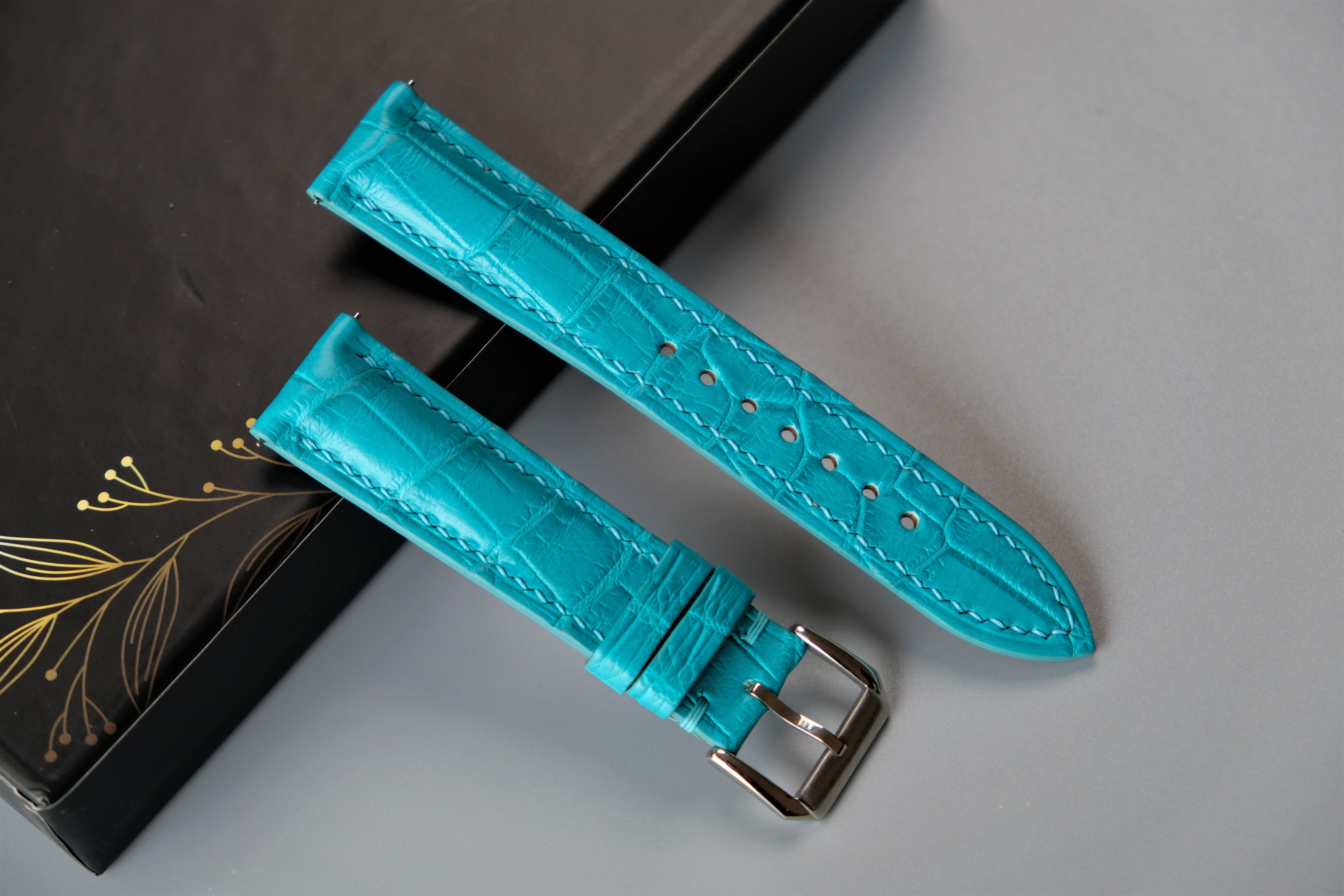 Ball Blue Alligator Leather Watch Strap – Custom Sizes 10mm to 26mm