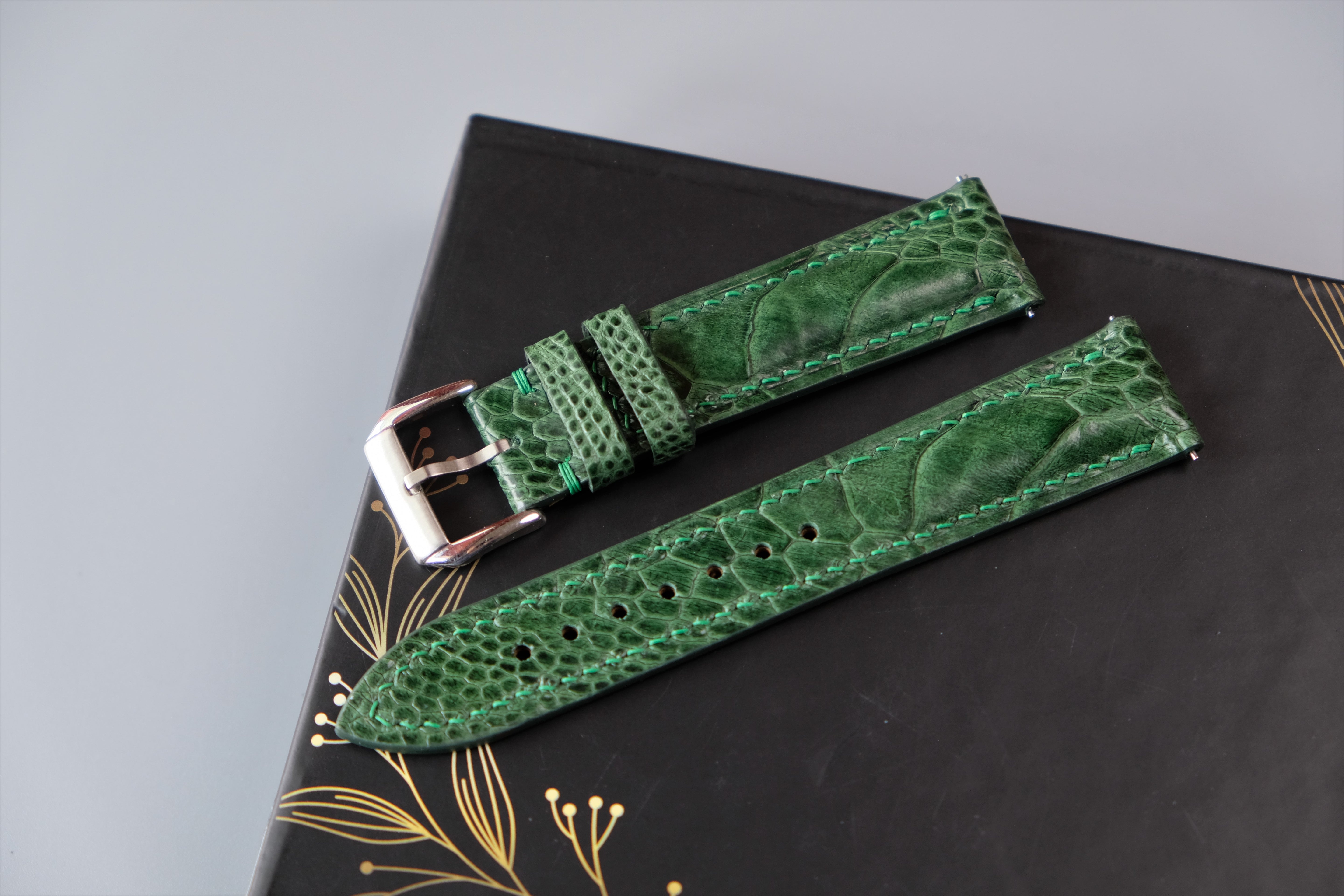 Green Ostrich Leather Watch Strap – Custom Sizes 10mm to 26mm