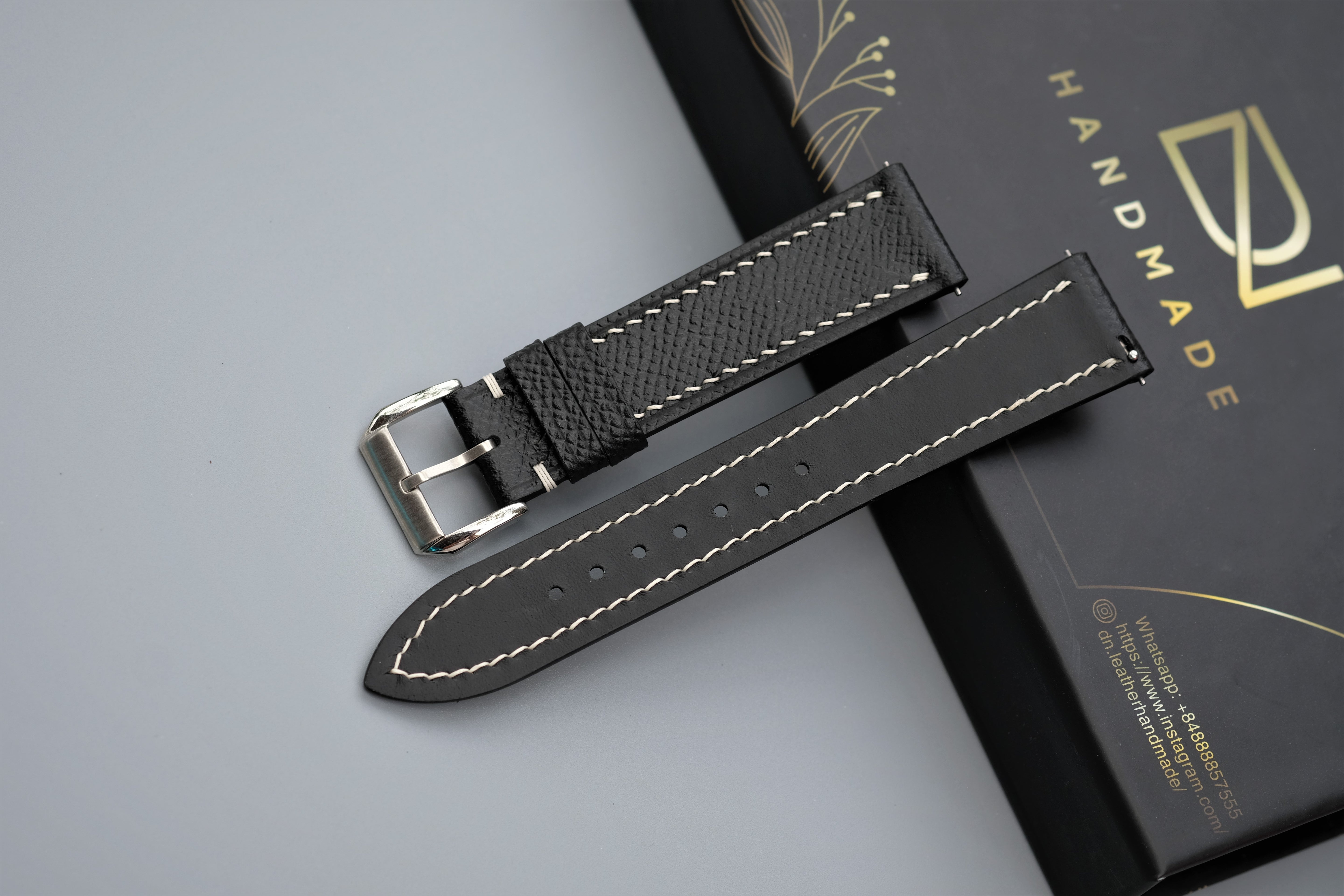 Black Epsom Leather Watch Strap