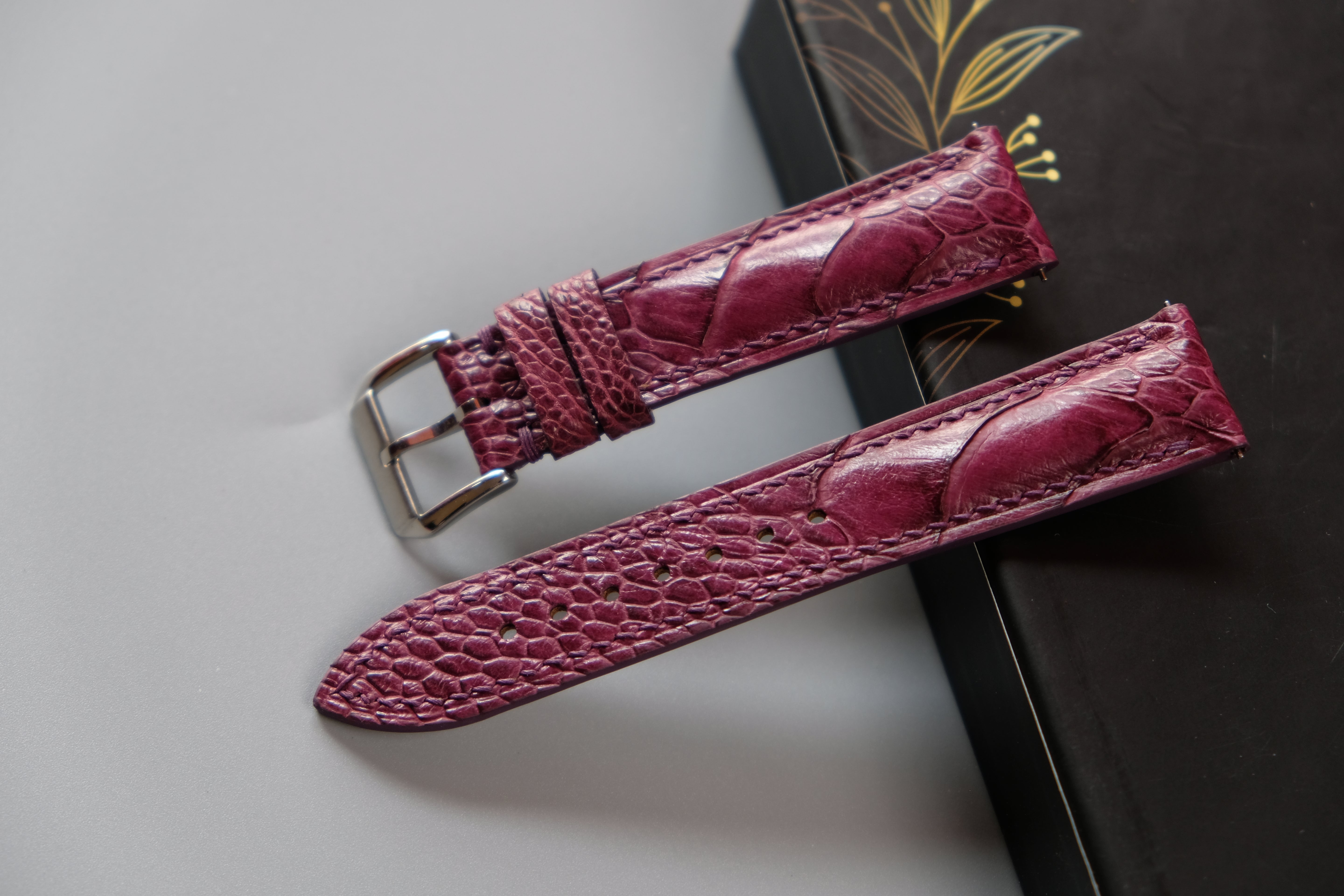 Purple Ostrich Leather Watch Strap – Custom Sizes 10mm to 26mm