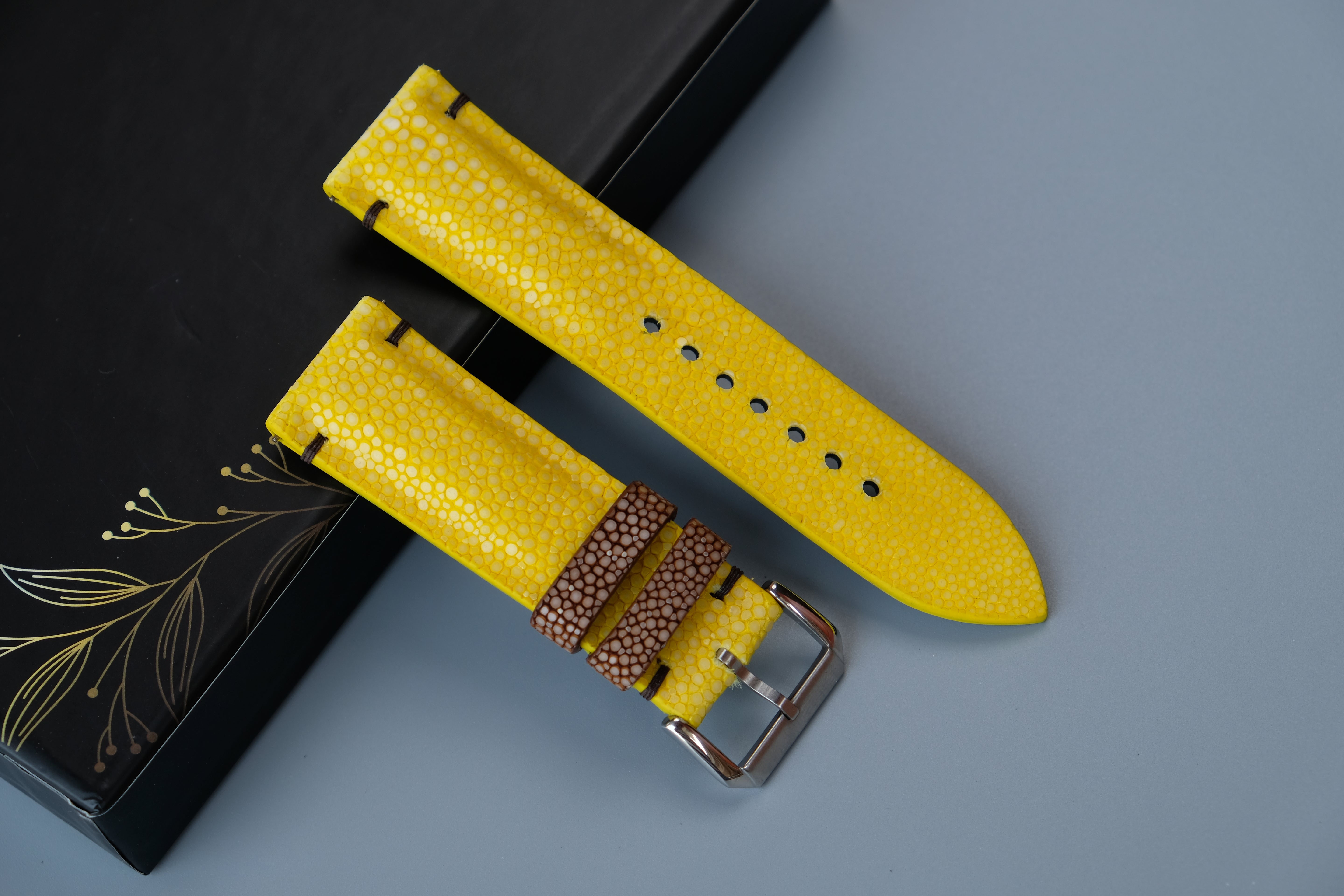Yellow Stingray Leather Watch Strap – Custom Sizes 10mm to 26mm