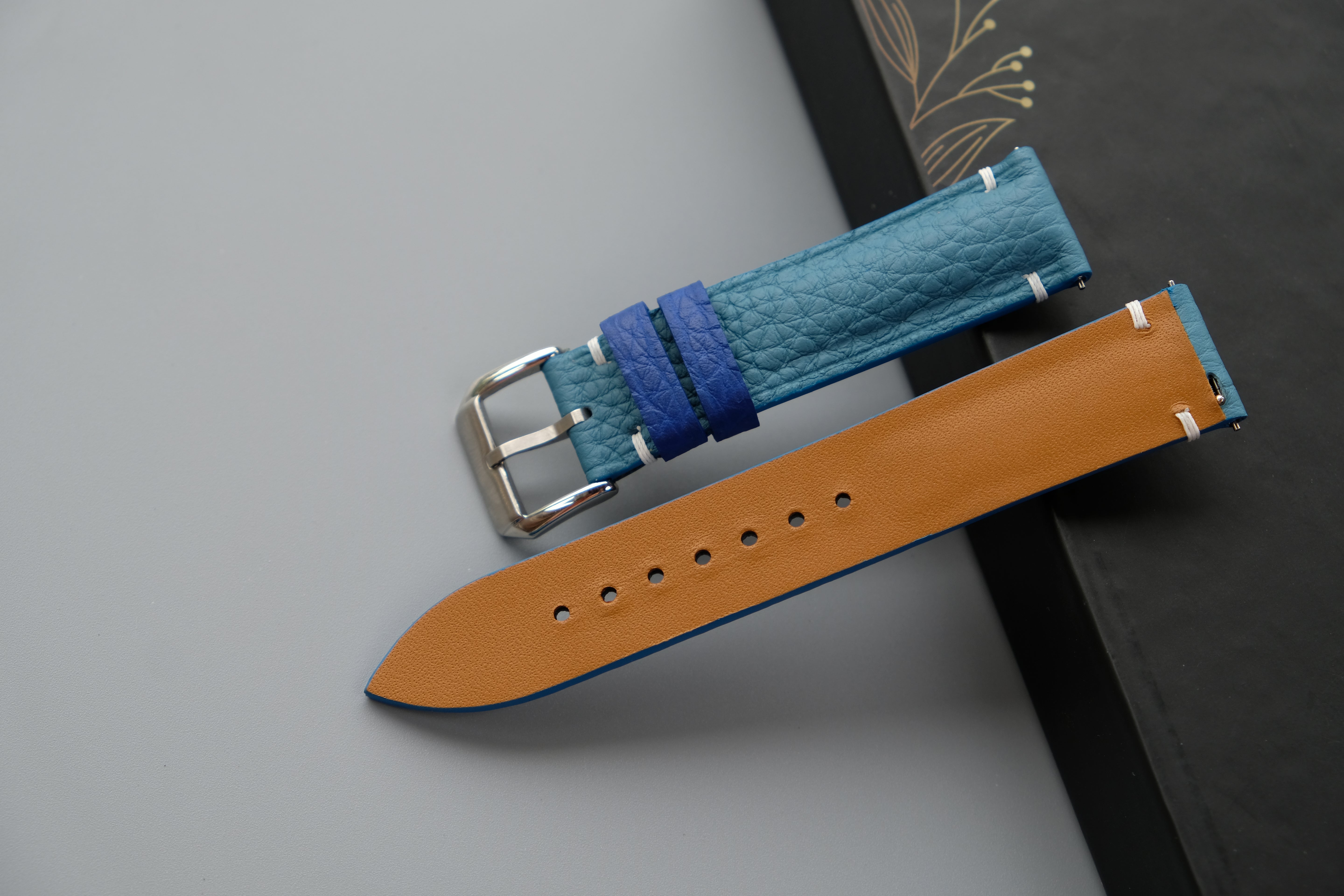 Light Blue Togo Calf Leather Watch Strap – Custom Sizes 10mm to 26mm