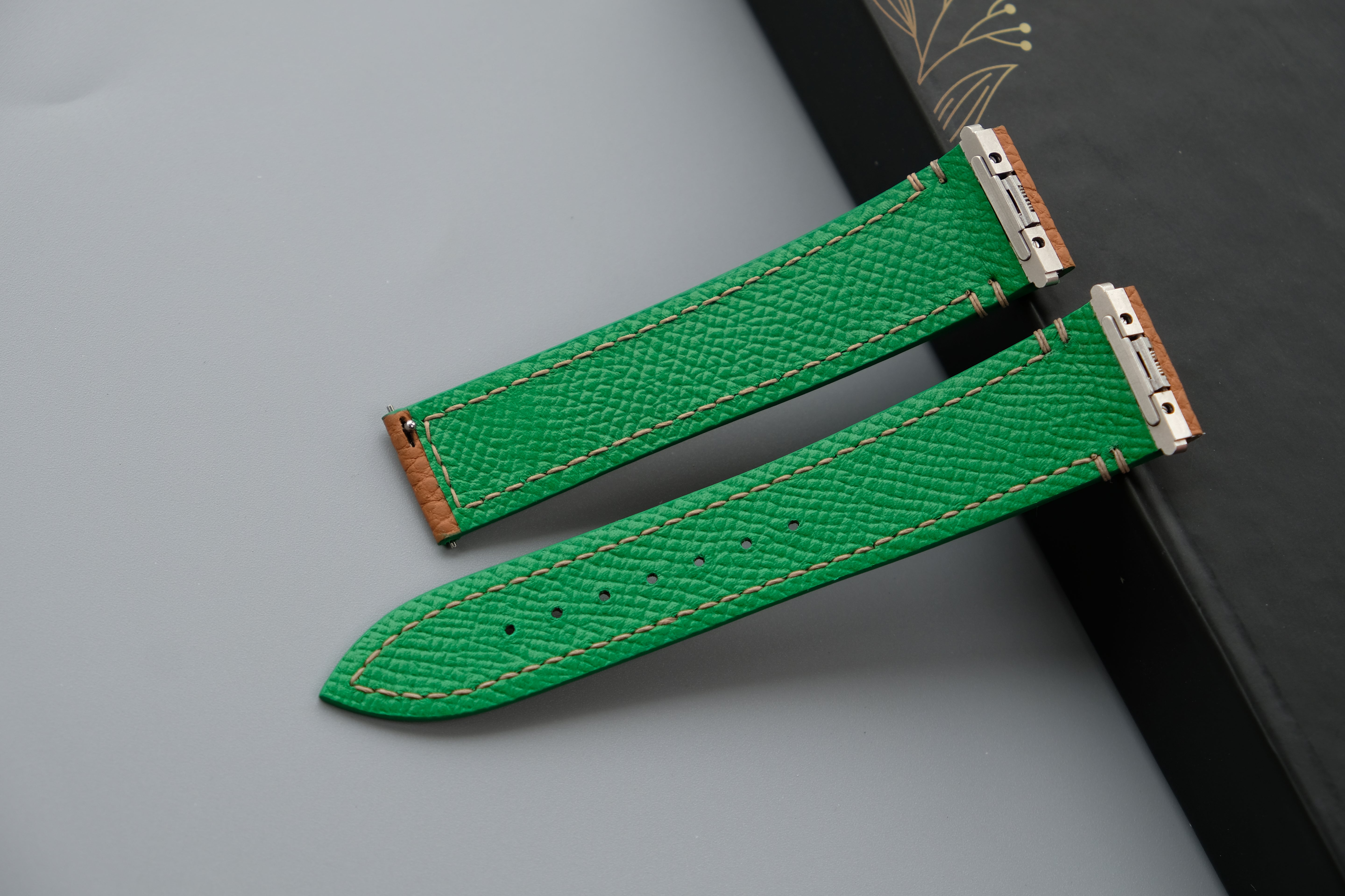 Gold Togo Leather Watch Strap for Cartier Santos – Custom Sizes 21mm/18.5mm