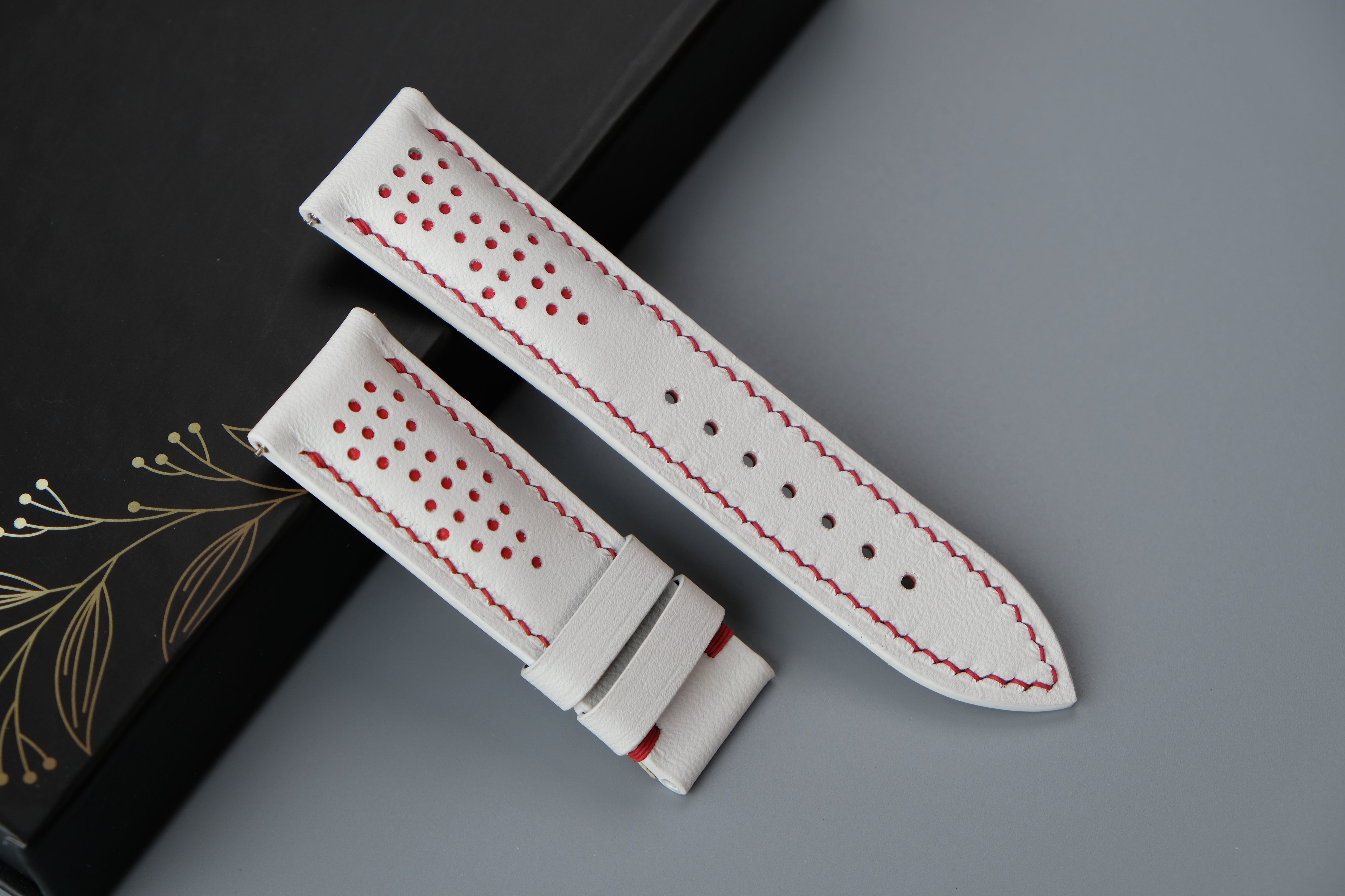 Rally White CALF Leather Watch Strap