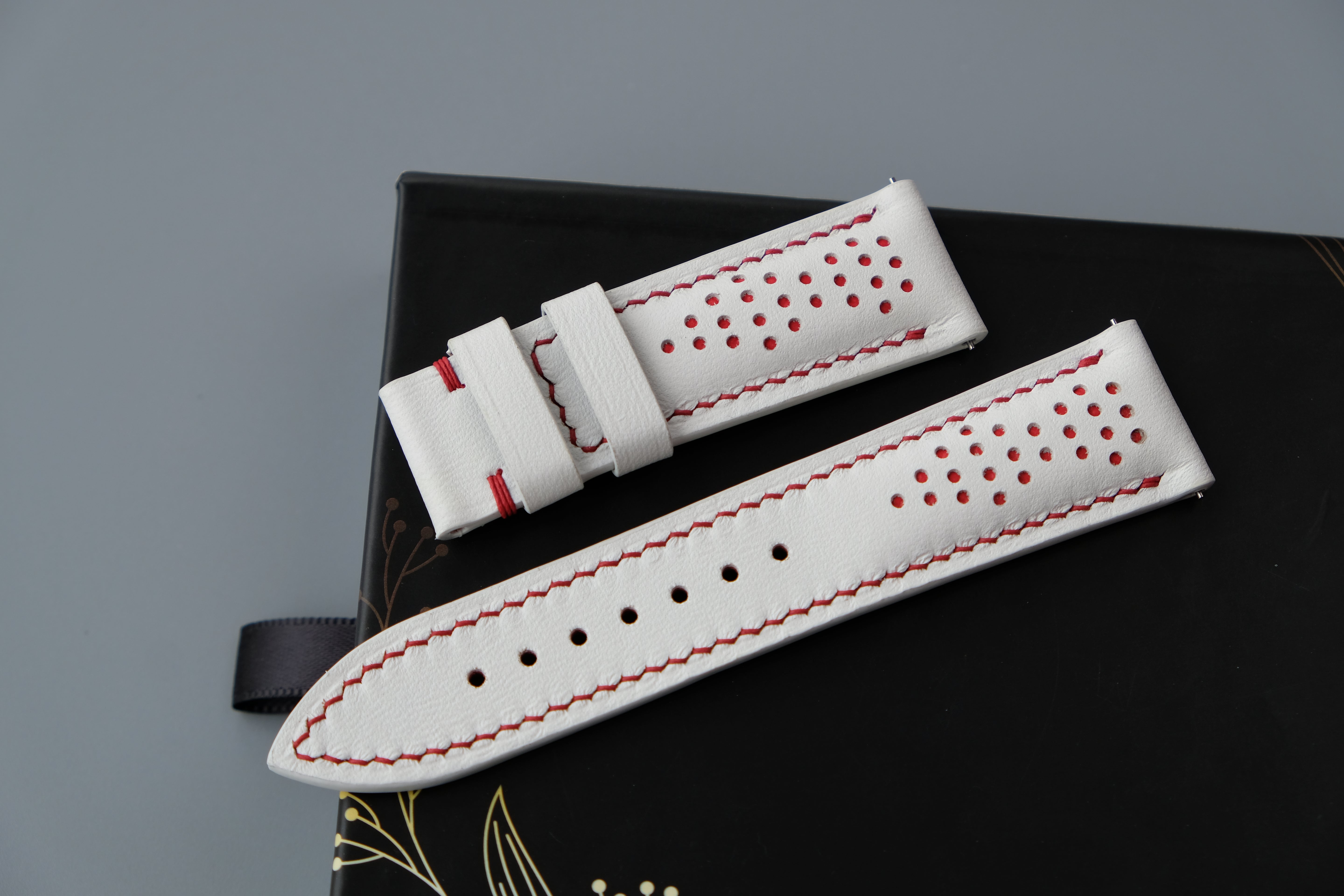 Rally White CALF Leather Watch Strap