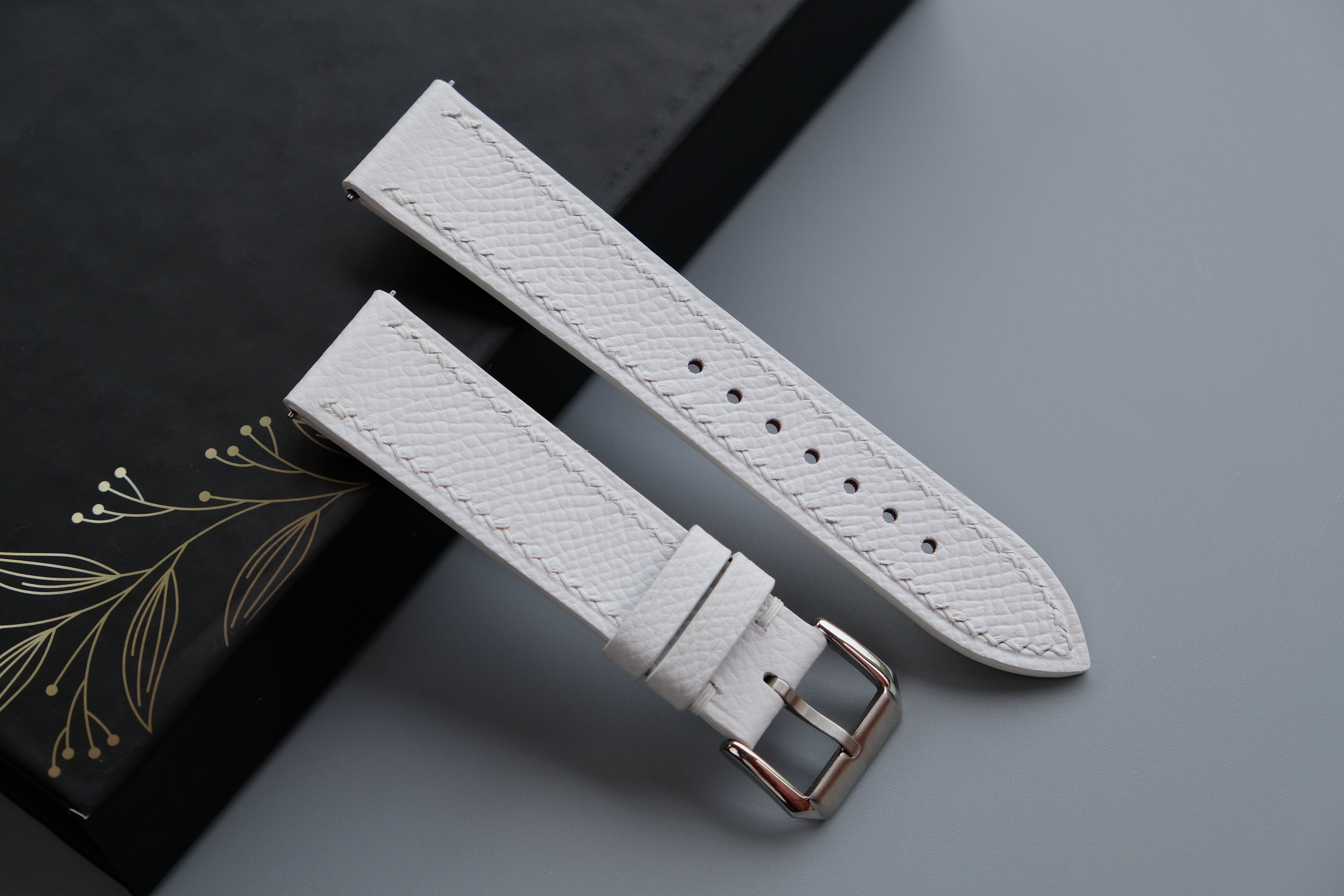 White Epsom Leather Watch Strap – Custom Sizes 10mm to 26mm