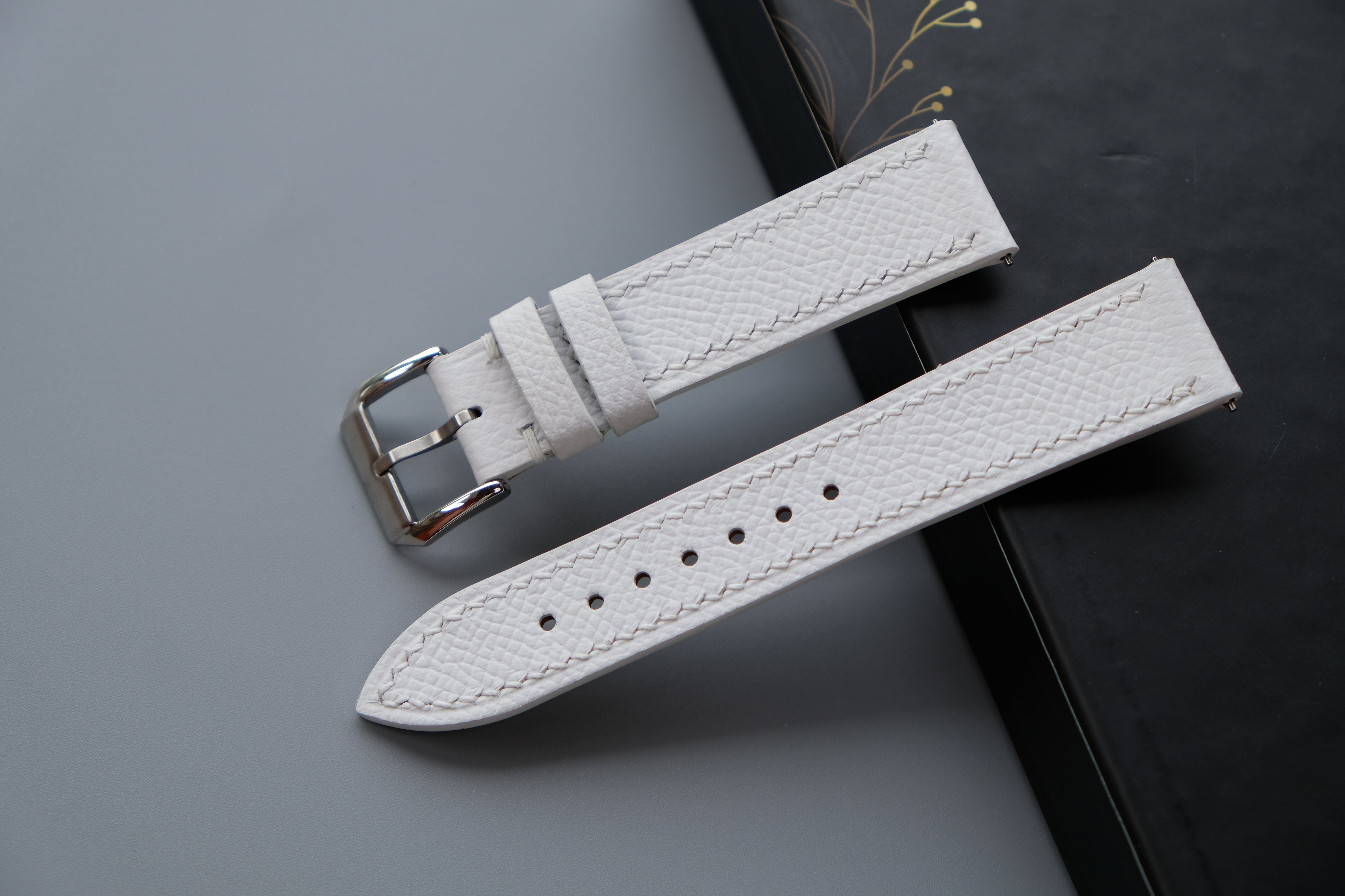 White Epsom Leather Watch Strap – Custom Sizes 10mm to 26mm