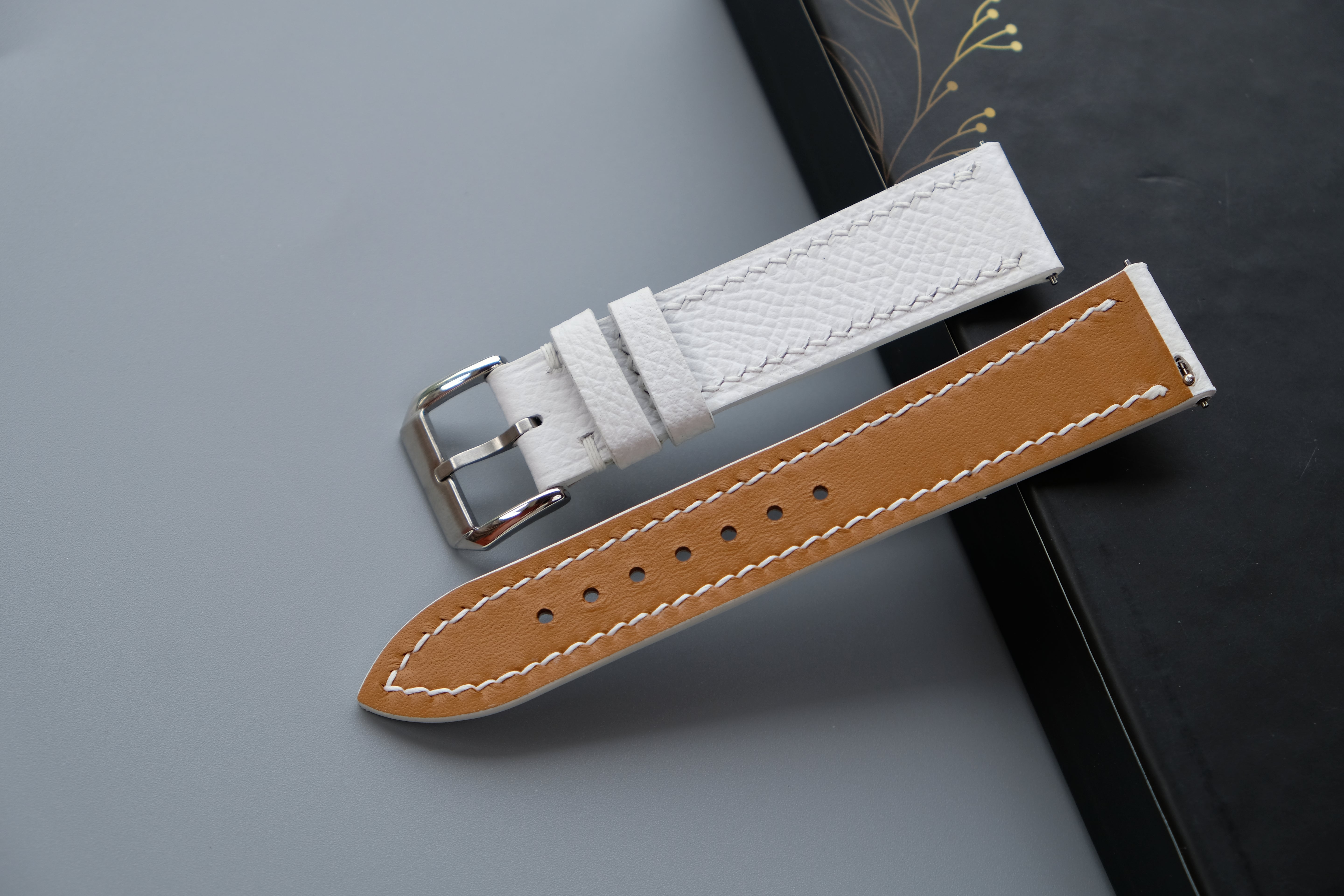 White Epsom Leather Watch Strap – Custom Sizes 10mm to 26mm