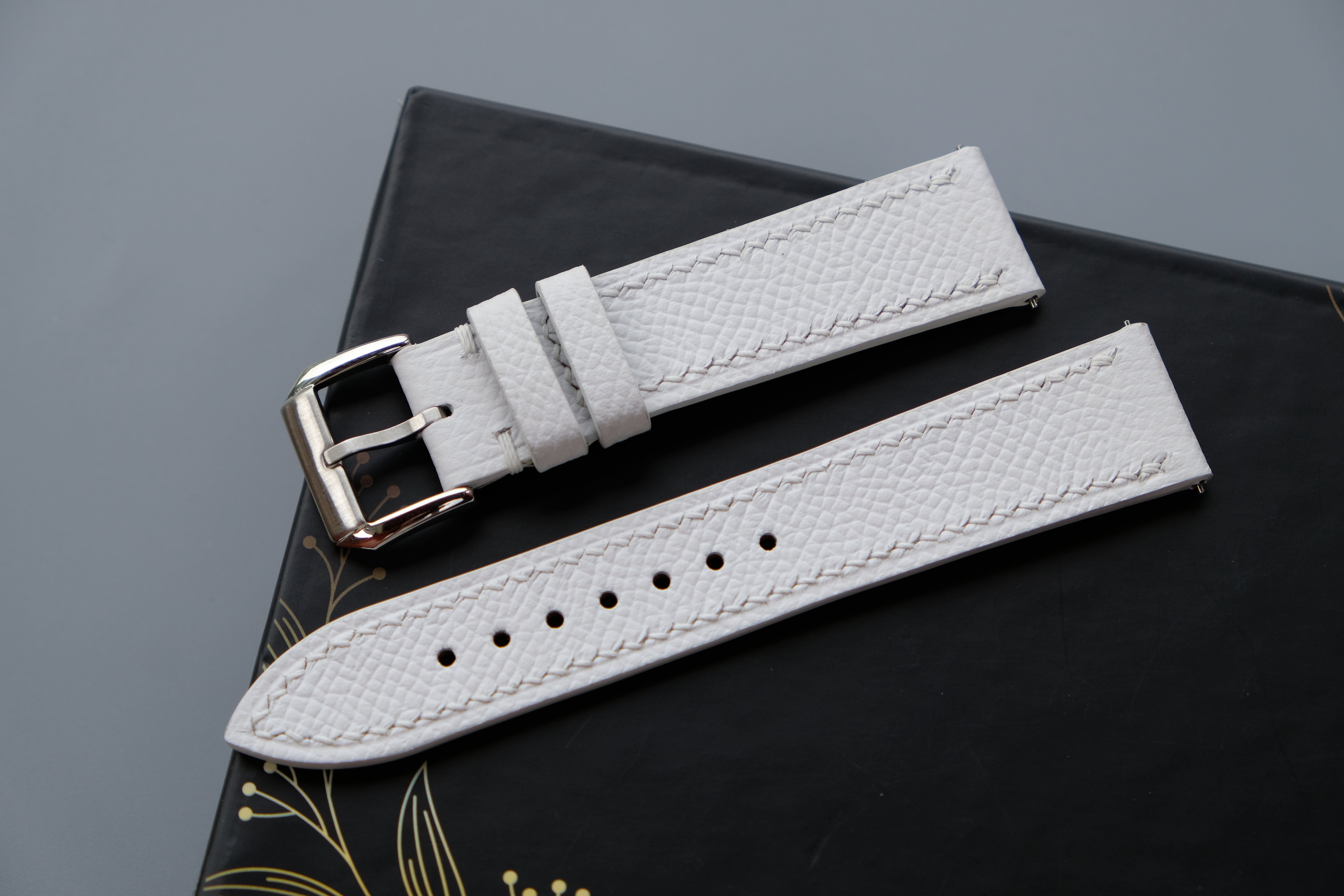 White Epsom Leather Watch Strap – Custom Sizes 10mm to 26mm