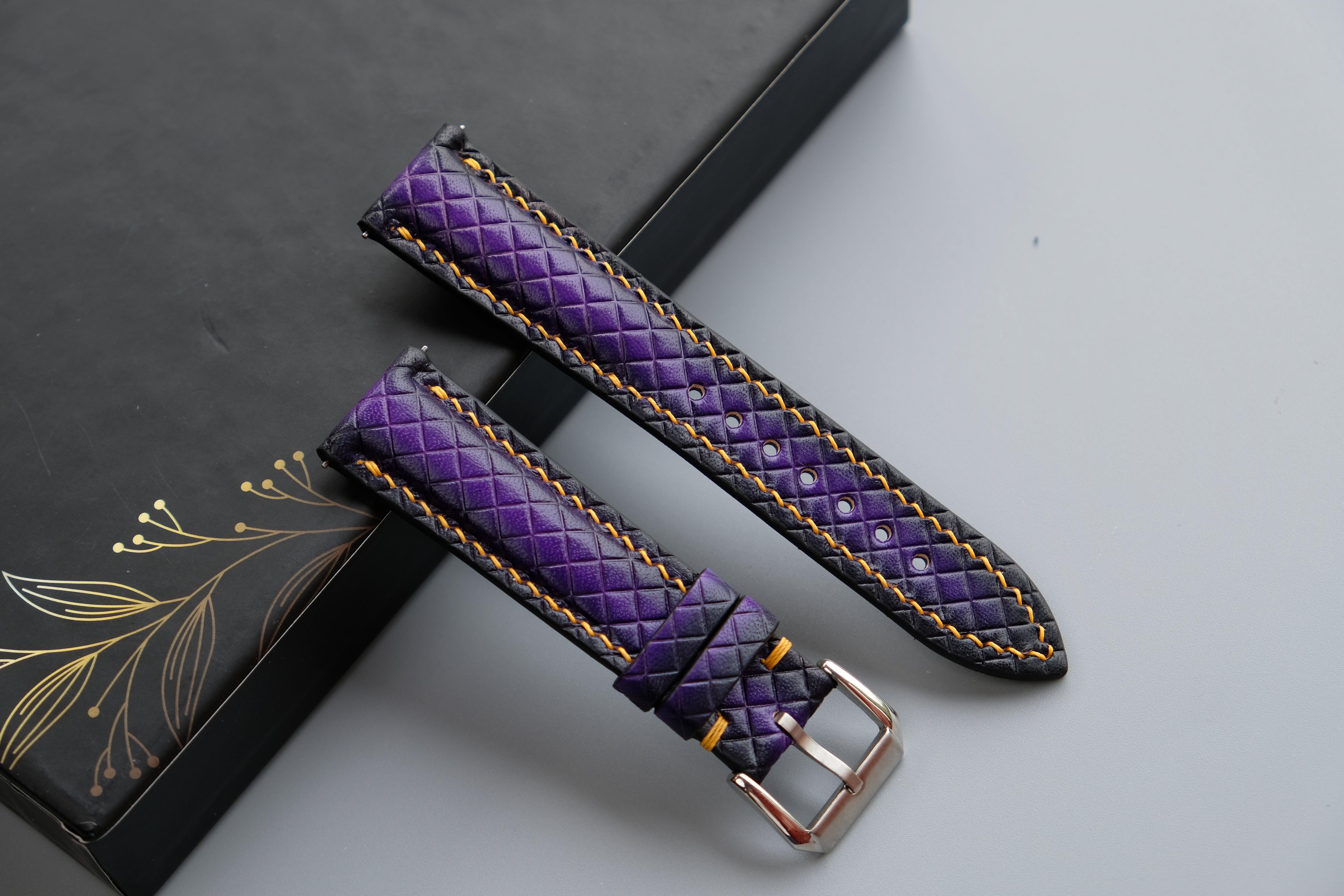 Purple Veg-tan Leather Watch Strap – Custom Sizes 10mm to 26mm
