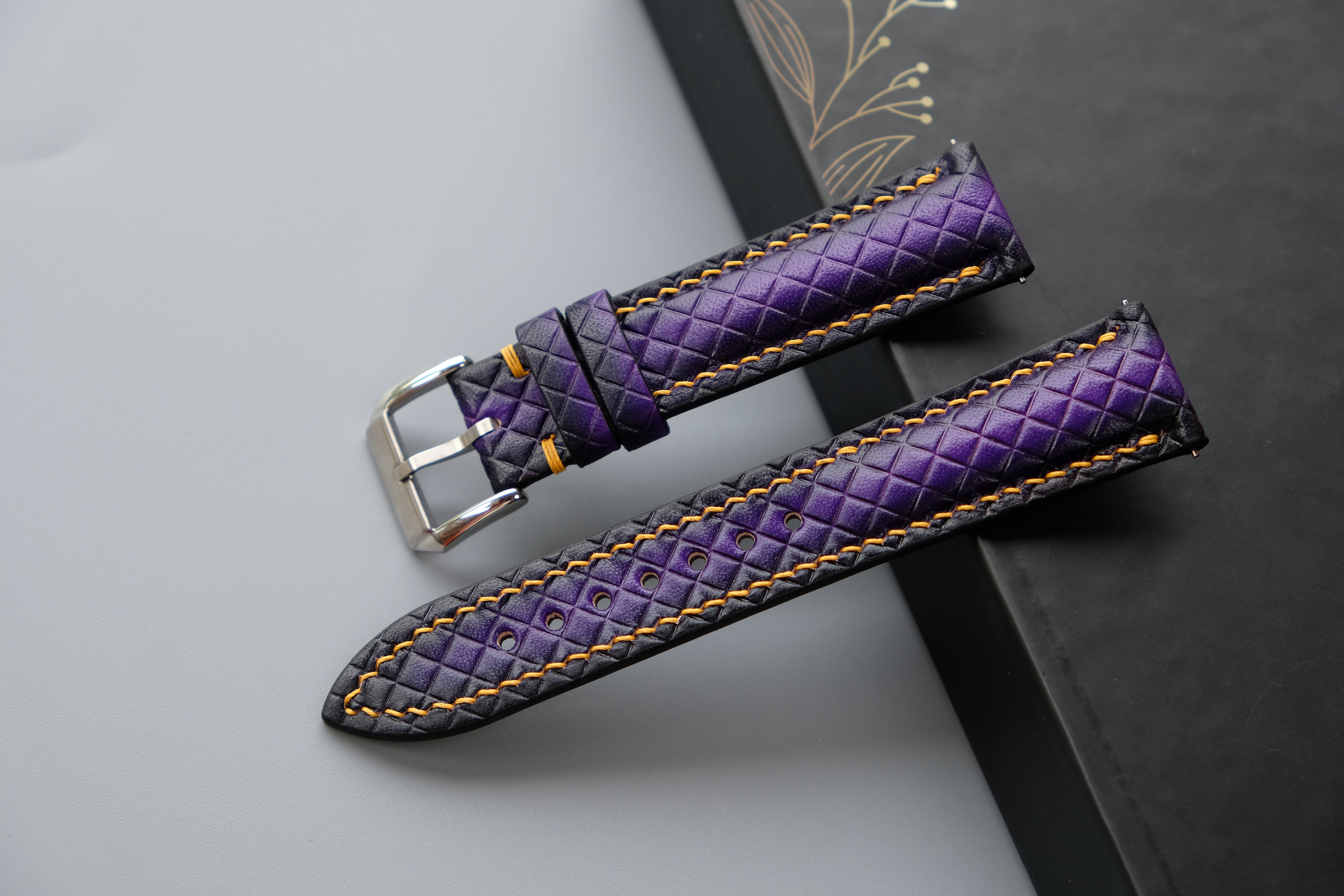 Purple Veg-tan Leather Watch Strap – Custom Sizes 10mm to 26mm