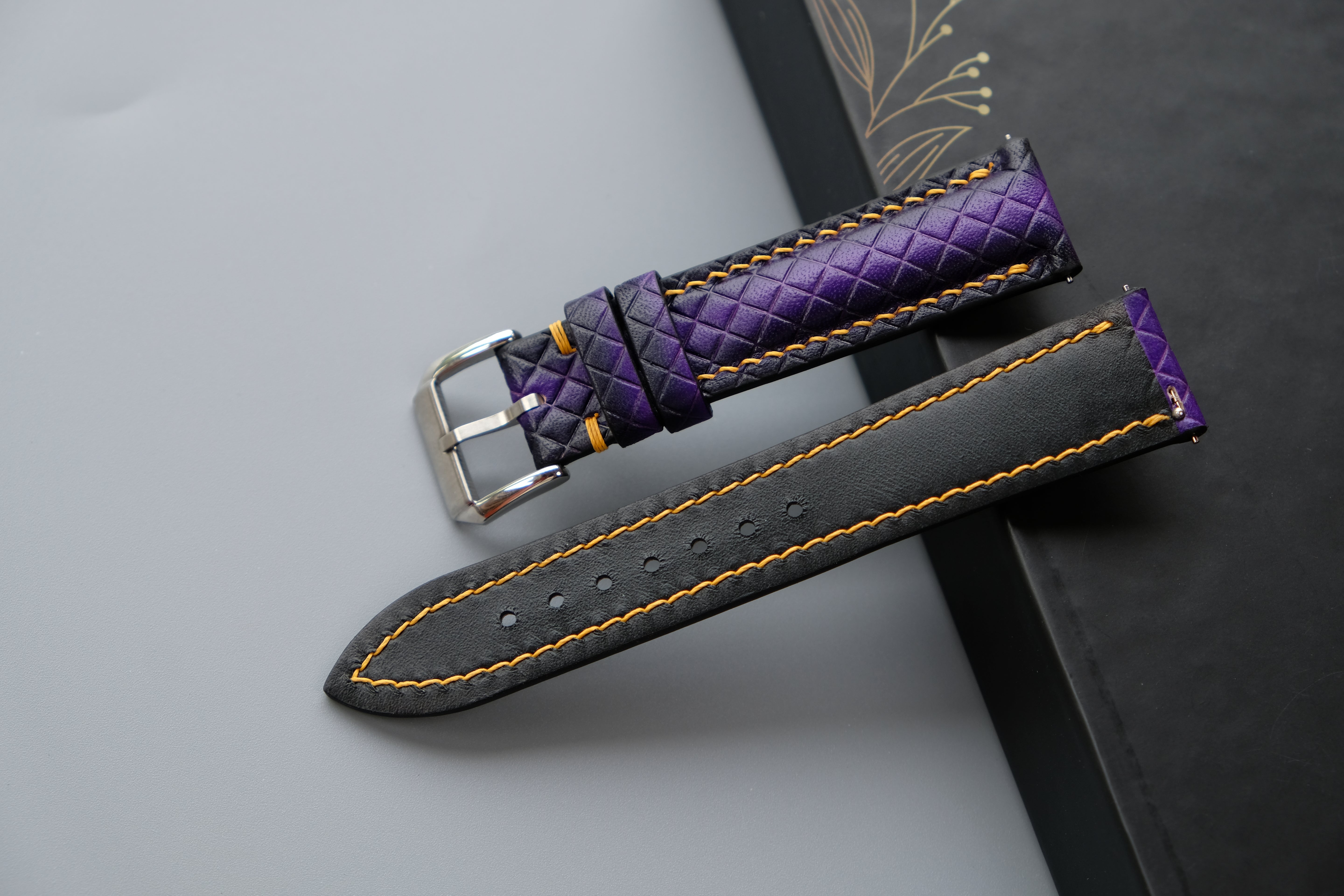 Purple Veg-tan Leather Watch Strap – Custom Sizes 10mm to 26mm