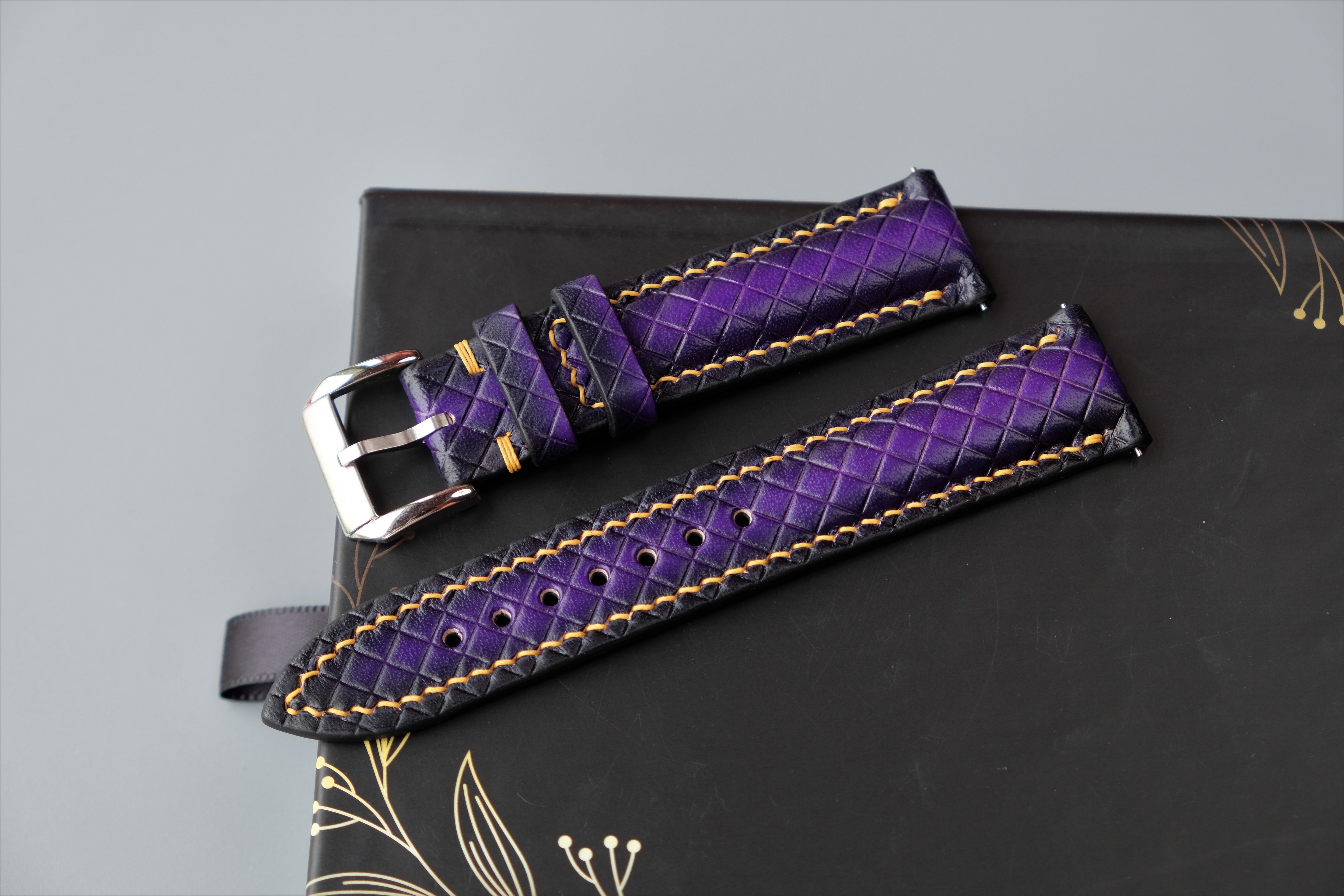 Purple Veg-tan Leather Watch Strap – Custom Sizes 10mm to 26mm