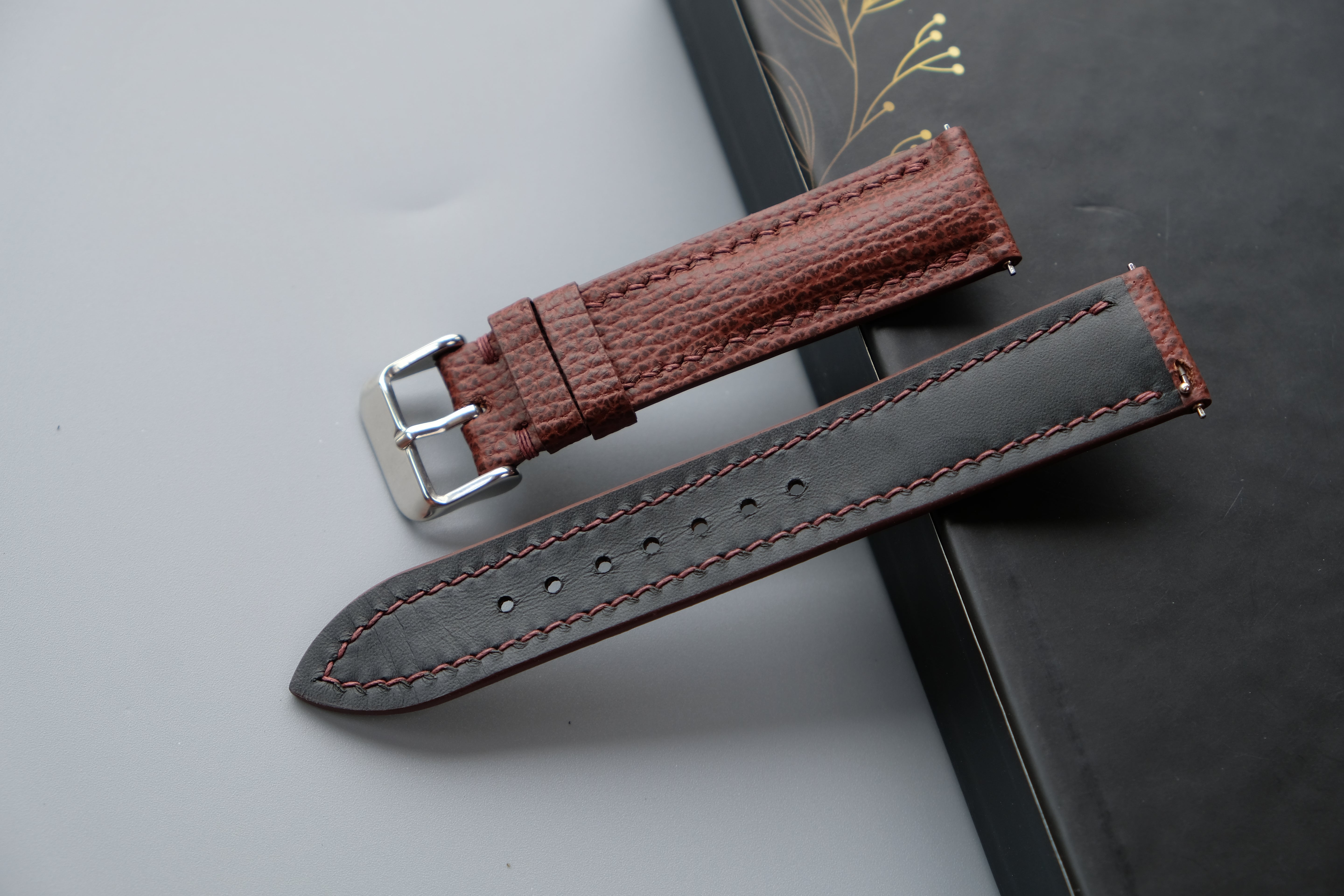 Reddish Brown Calf Leather Watch Strap – Custom Sizes 10mm to 26mm