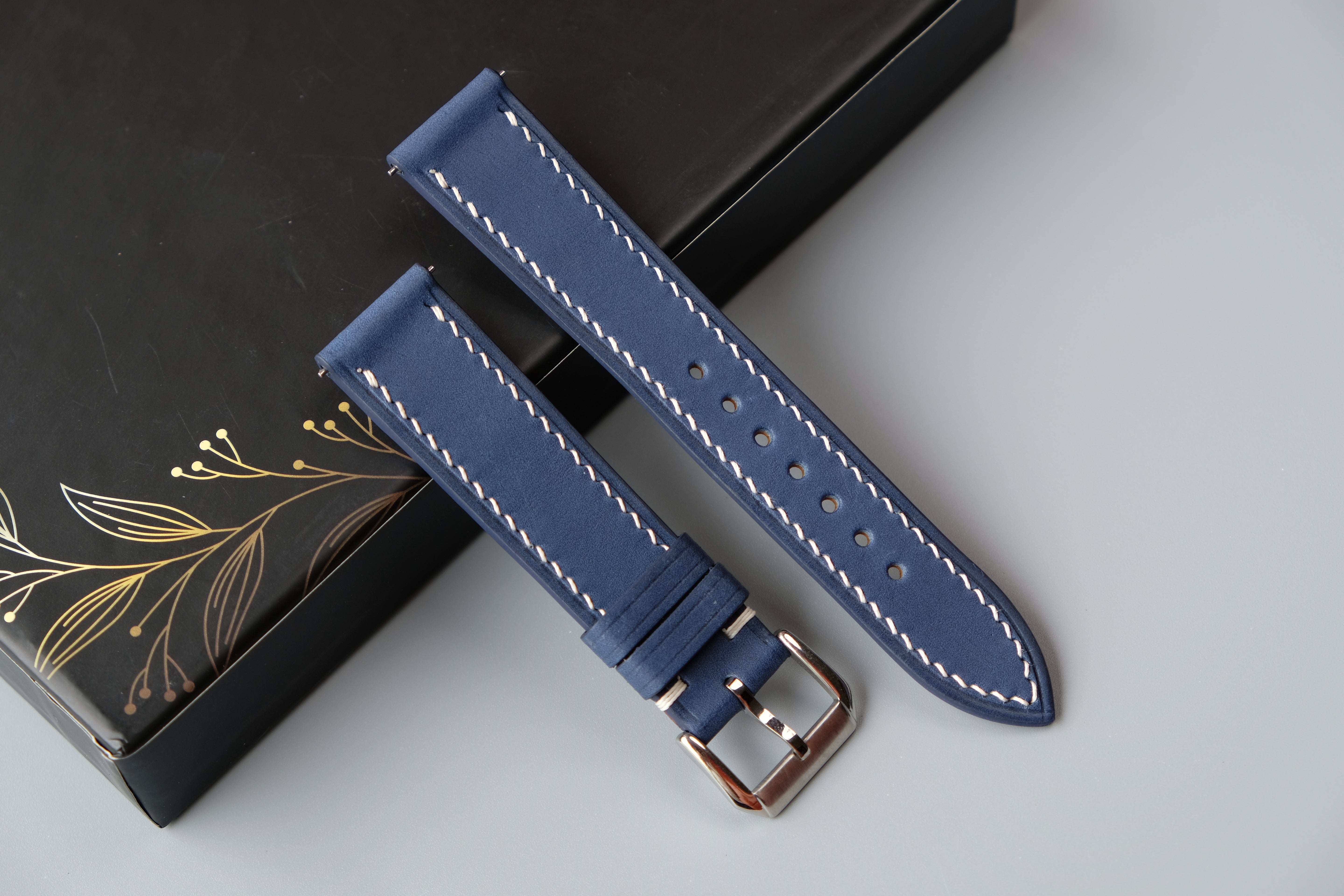 Navy Blue Maya Leather Watch Strap – Custom Sizes 10mm to 26mm