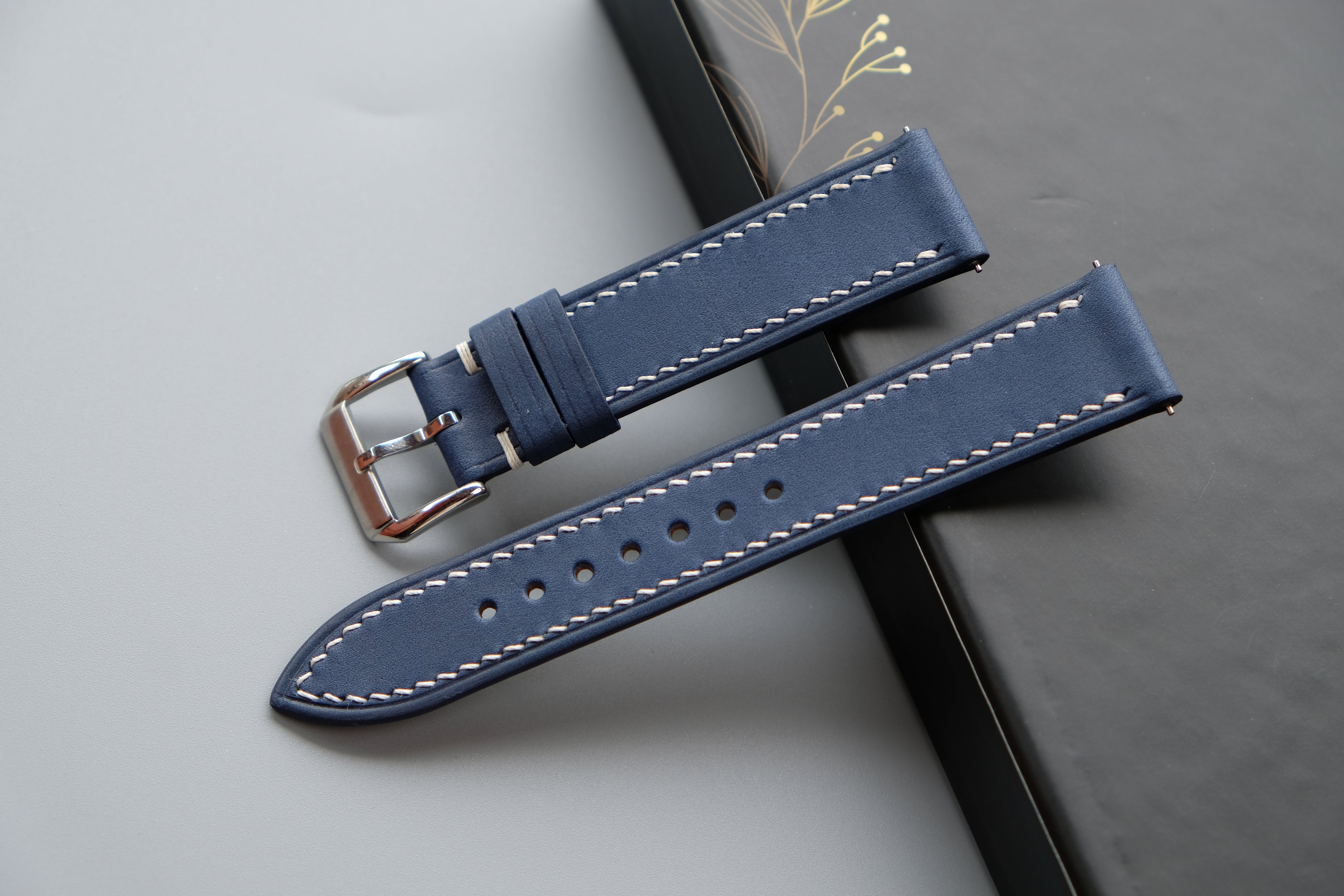 Navy Blue Maya Leather Watch Strap – Custom Sizes 10mm to 26mm