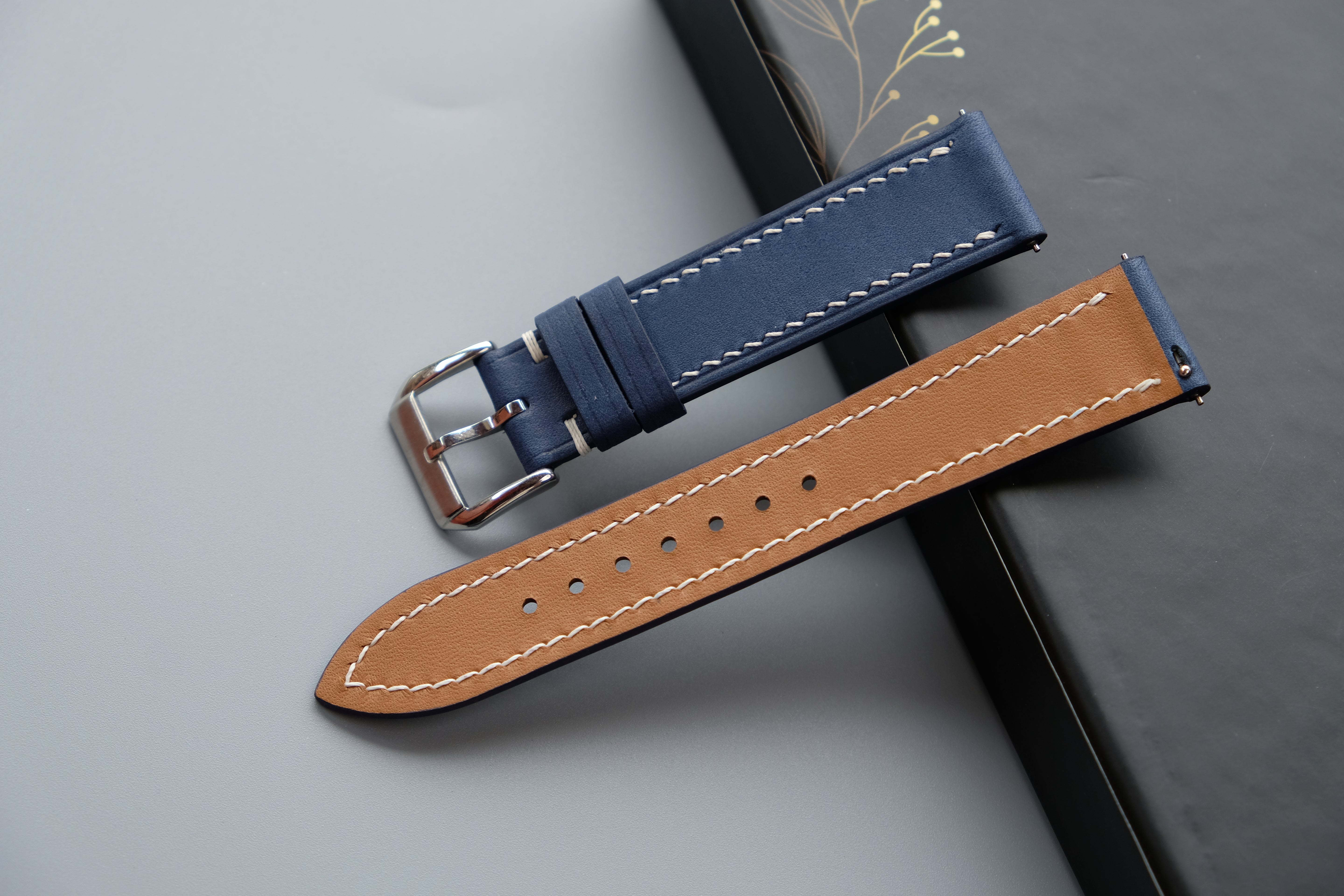 Navy Blue Maya Leather Watch Strap – Custom Sizes 10mm to 26mm