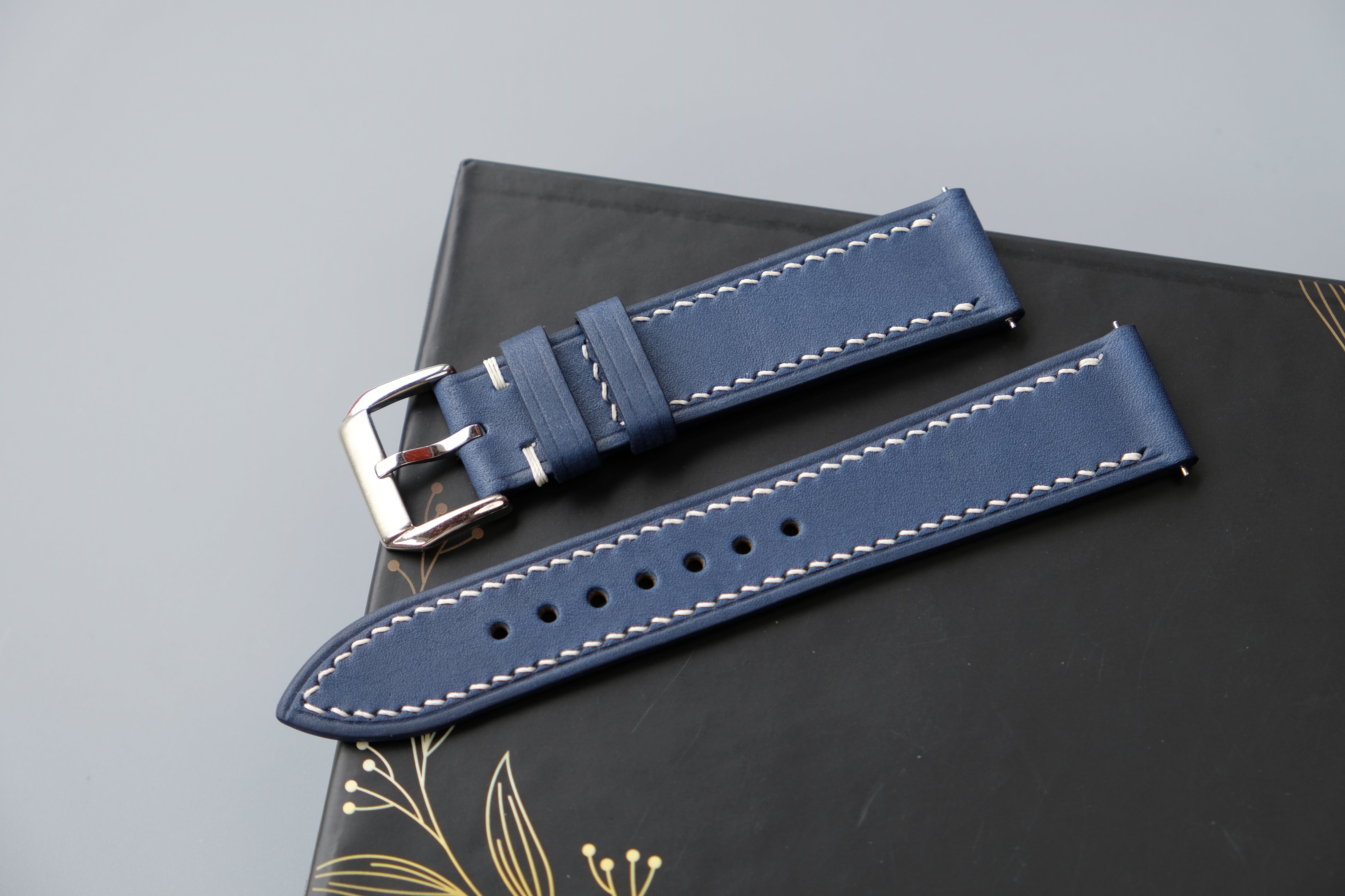Navy Blue Maya Leather Watch Strap – Custom Sizes 10mm to 26mm