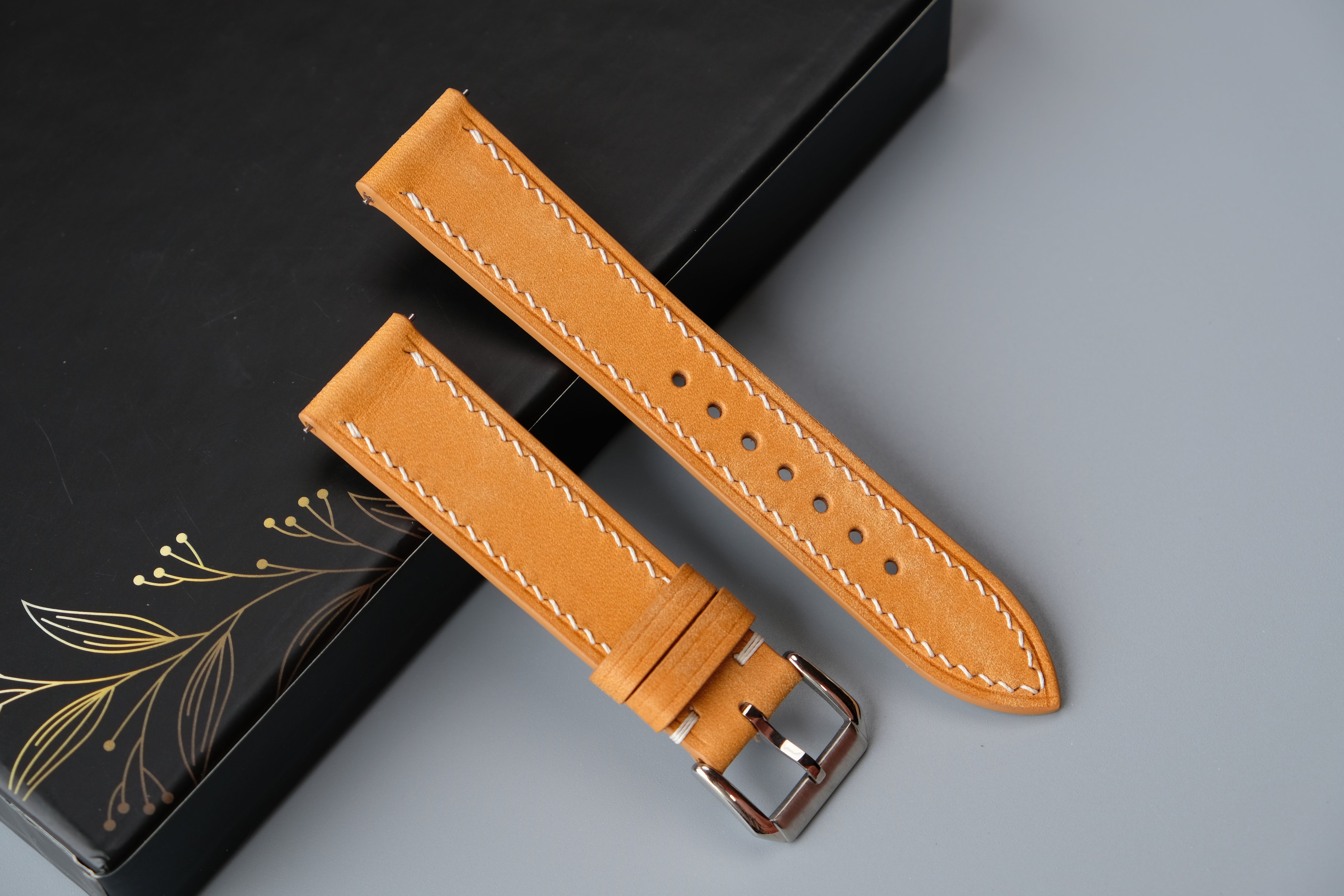 Yellow Maya Leather Watch Strap – Custom Sizes 10mm to 26mm