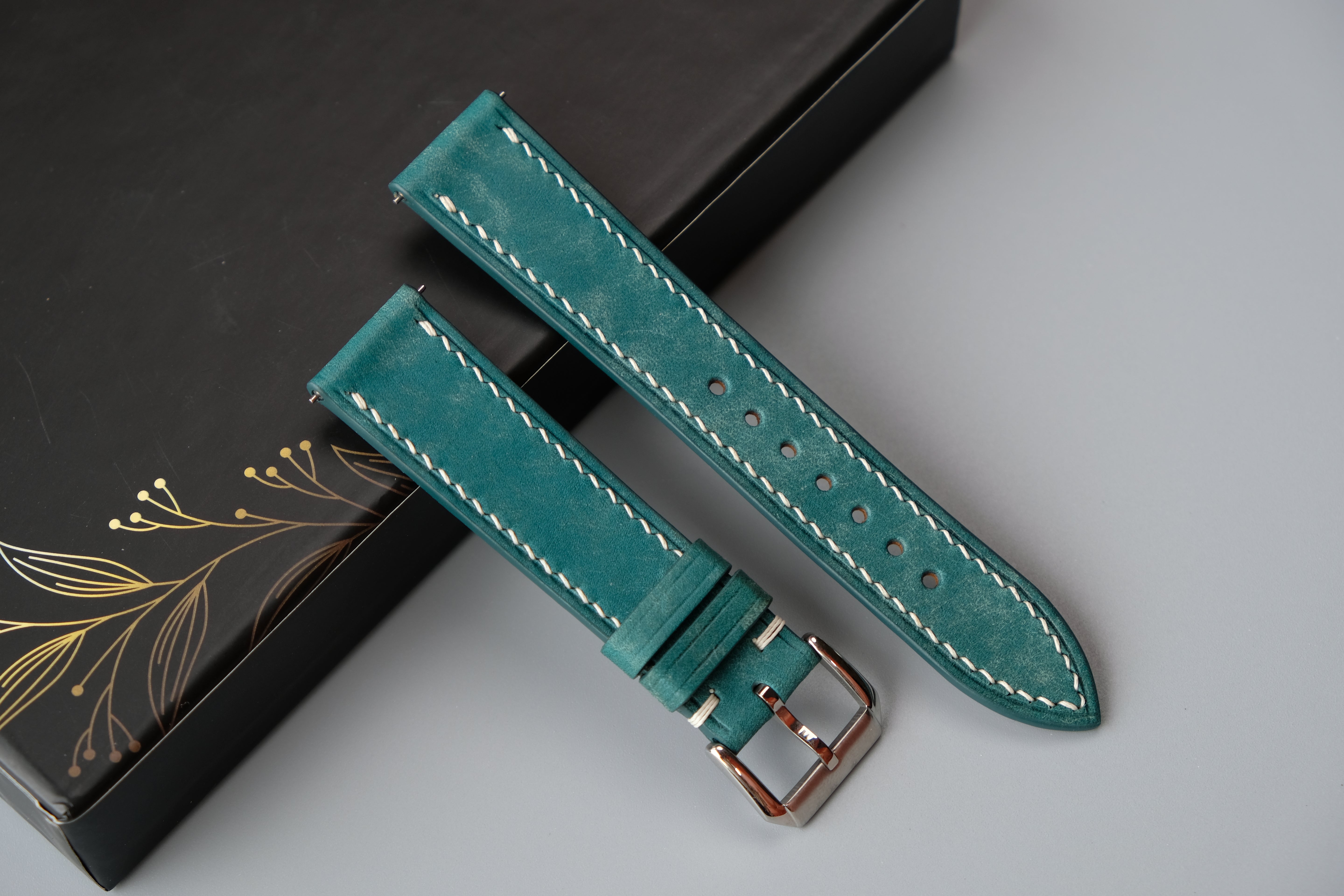 Turquoise Maya Leather Watch Strap – Custom Sizes 10mm to 26mm