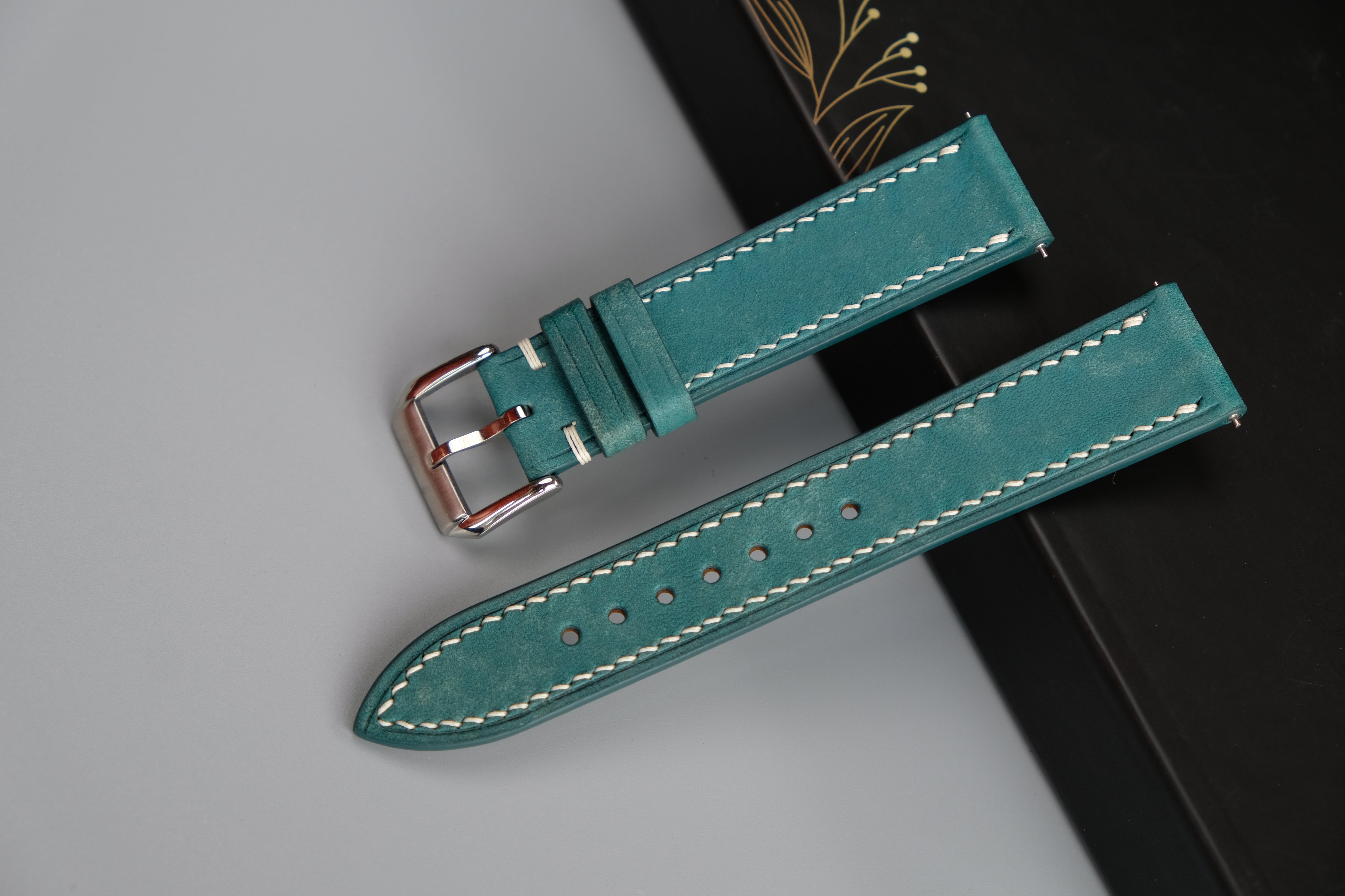Turquoise Maya Leather Watch Strap – Custom Sizes 10mm to 26mm