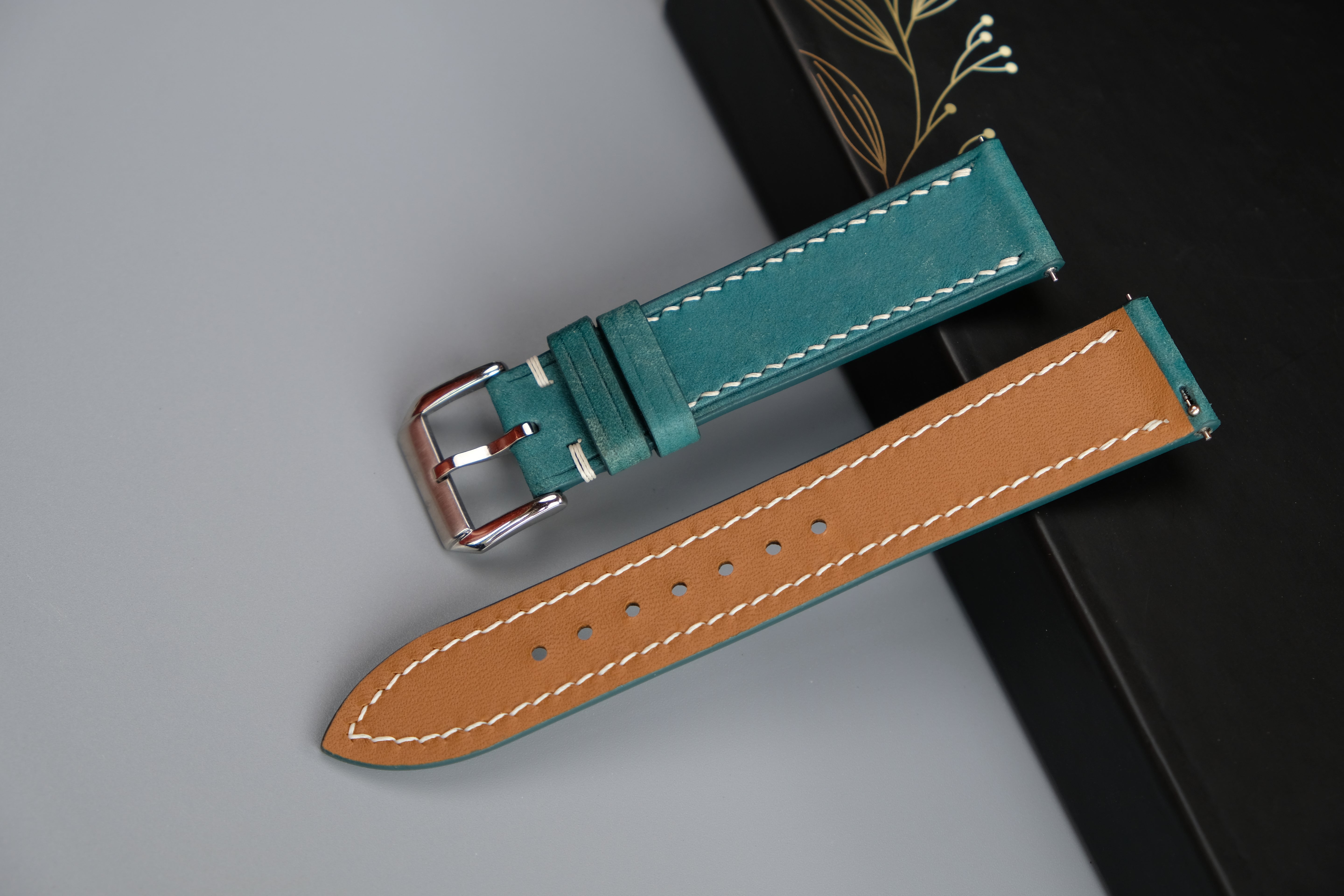 Turquoise Maya Leather Watch Strap – Custom Sizes 10mm to 26mm