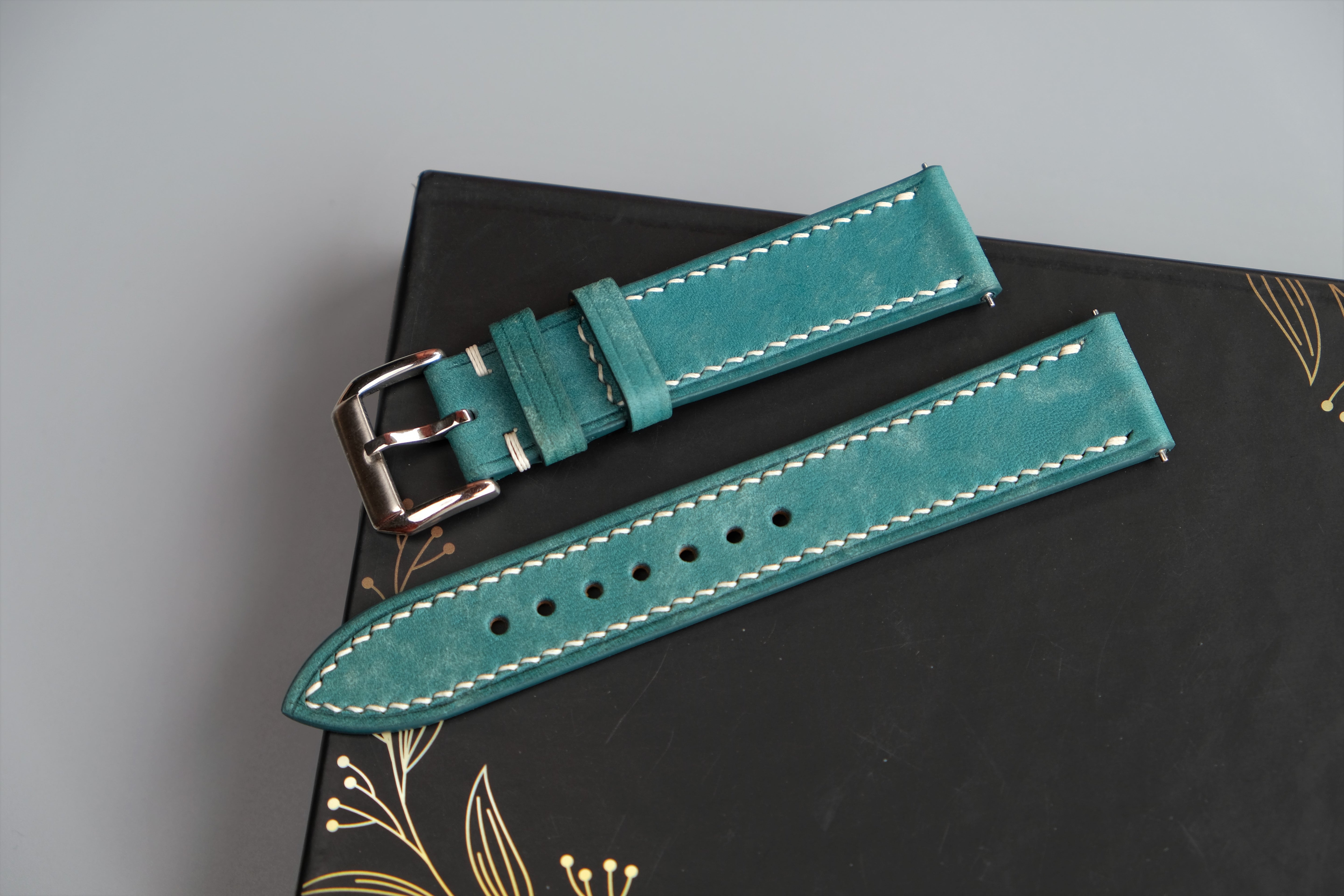 Turquoise Maya Leather Watch Strap – Custom Sizes 10mm to 26mm