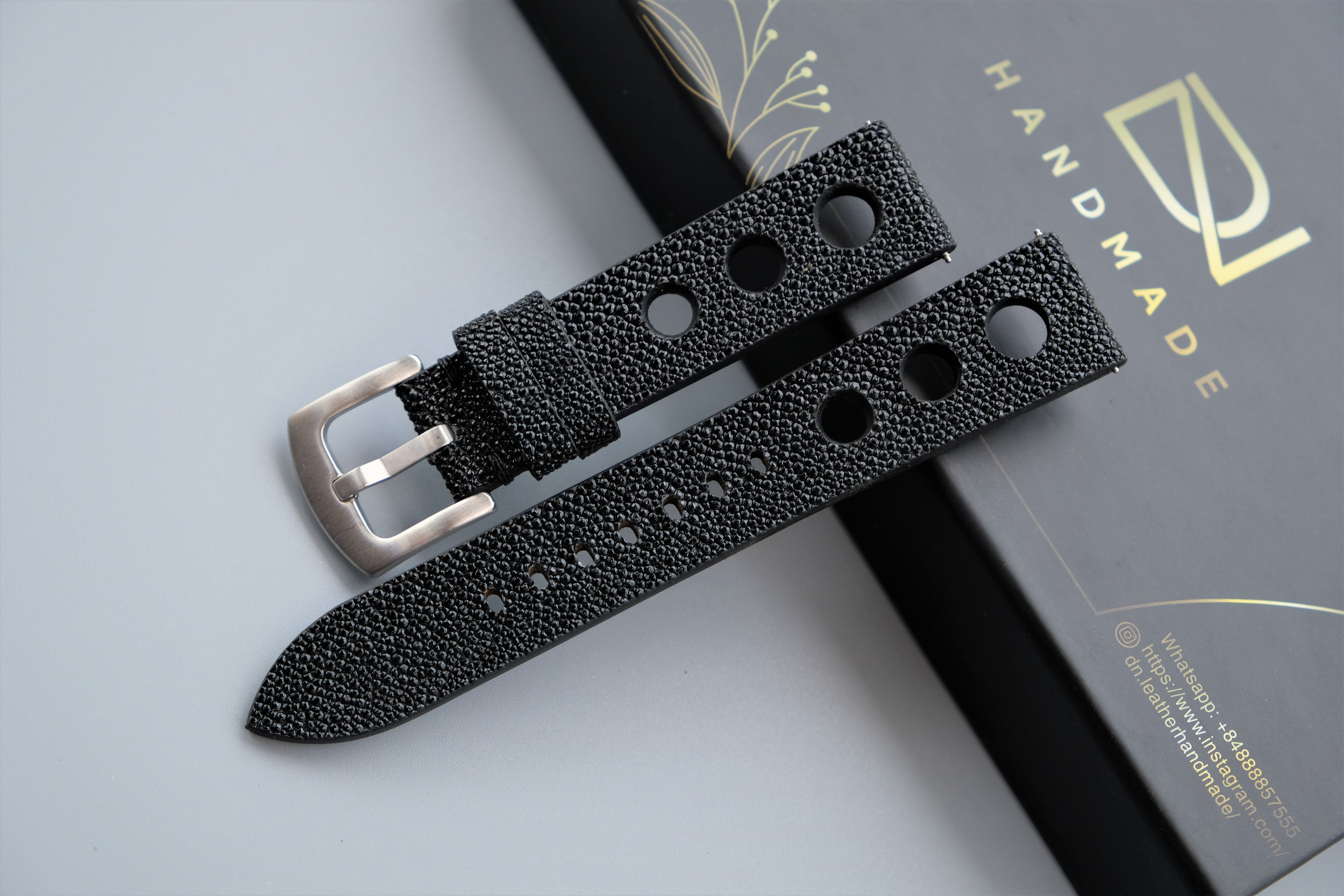 Black Stingray Leather Watch Strap