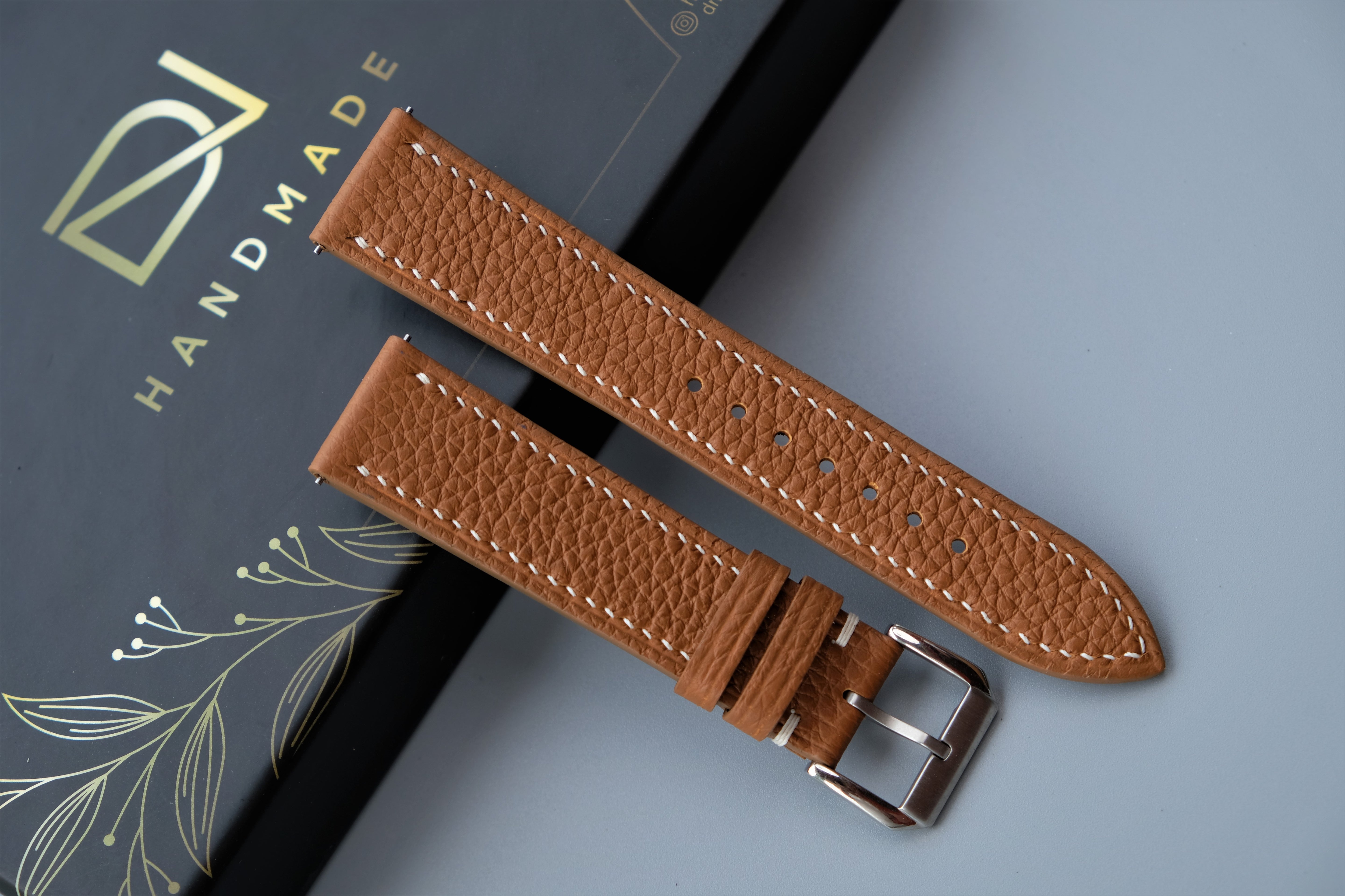 Gold TOGO Leather Watch Strap - Custom Sizes from 10mm to 26mm