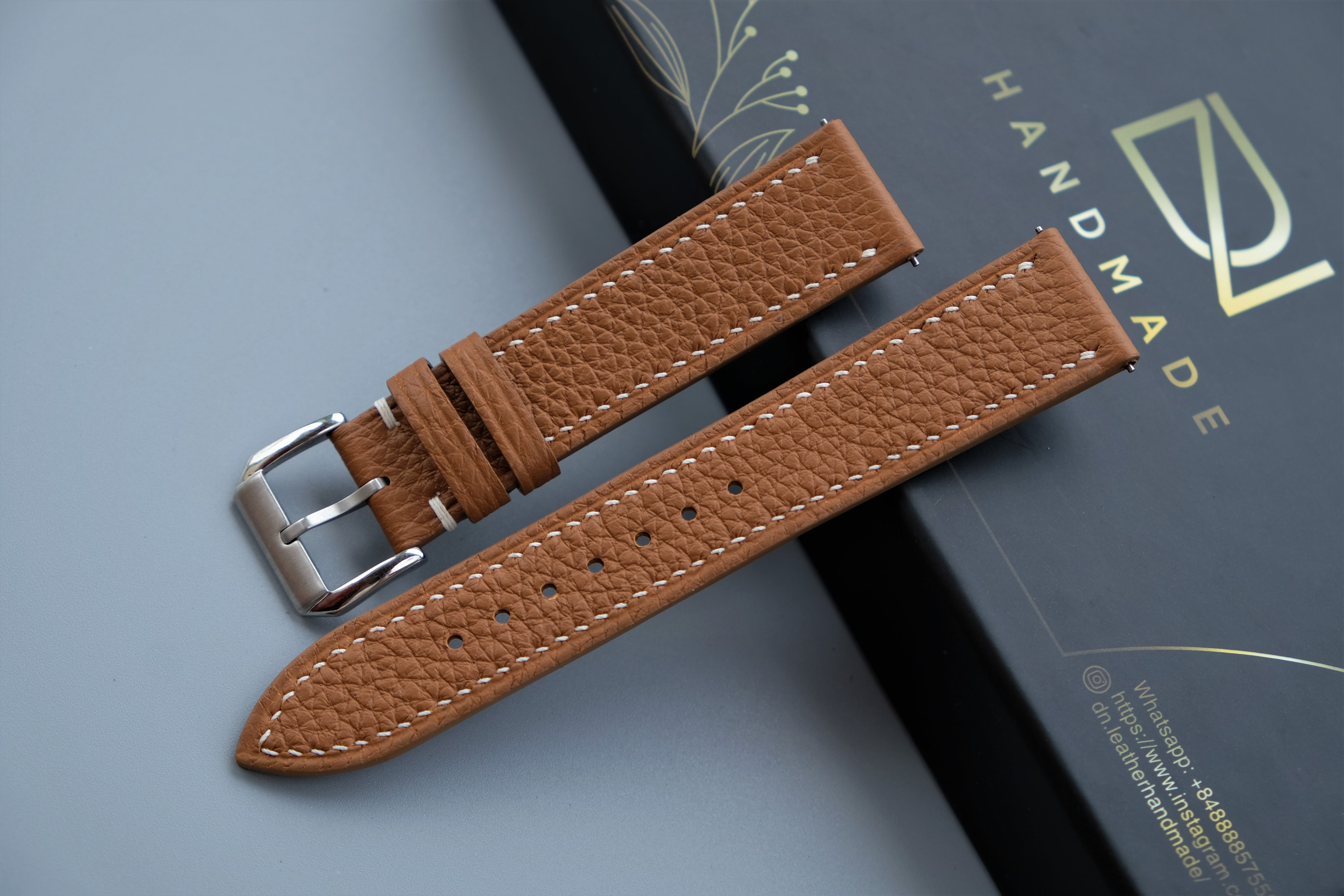 Gold TOGO Leather Watch Strap - Custom Sizes from 10mm to 26mm