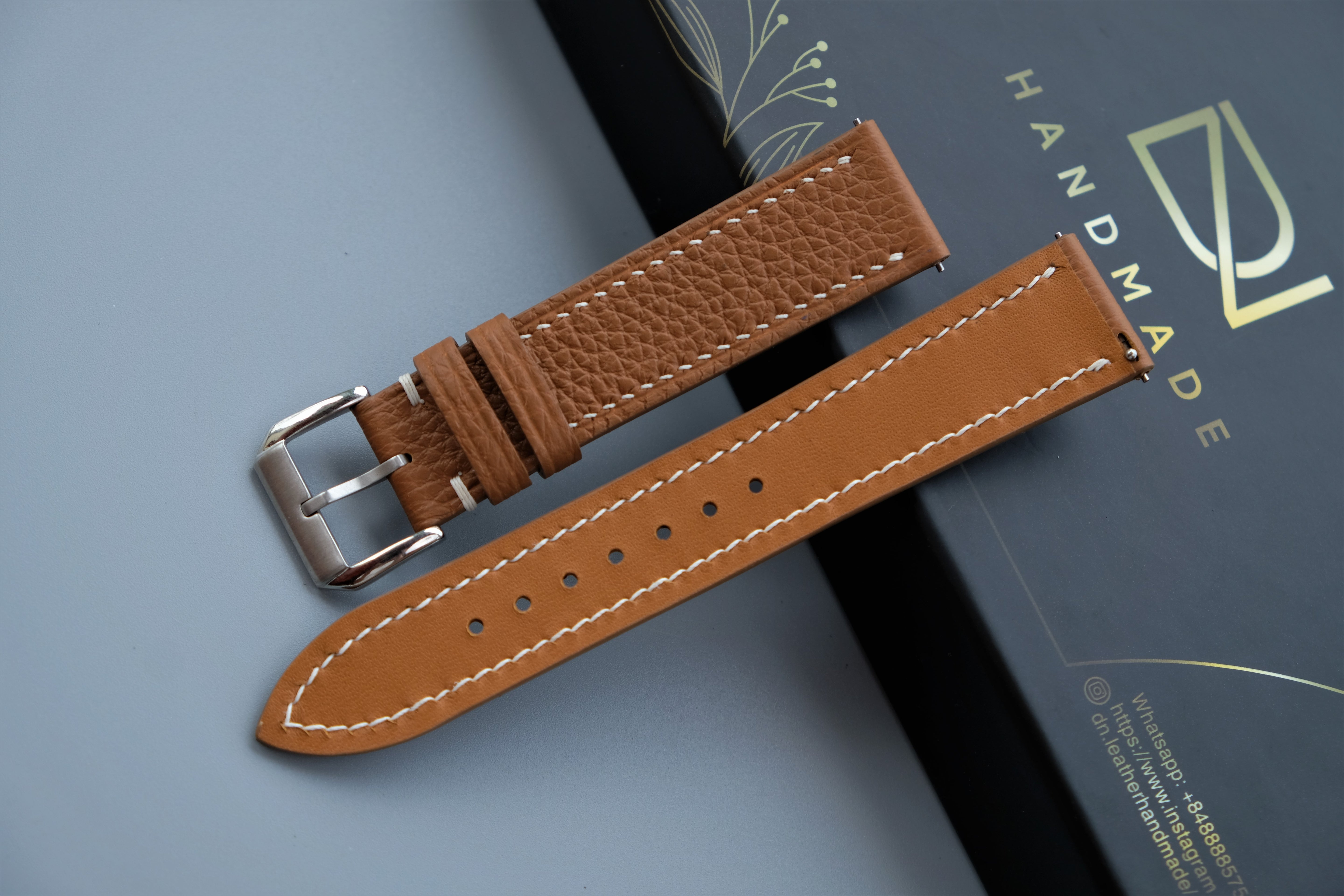 Gold TOGO Leather Watch Strap - Custom Sizes from 10mm to 26mm