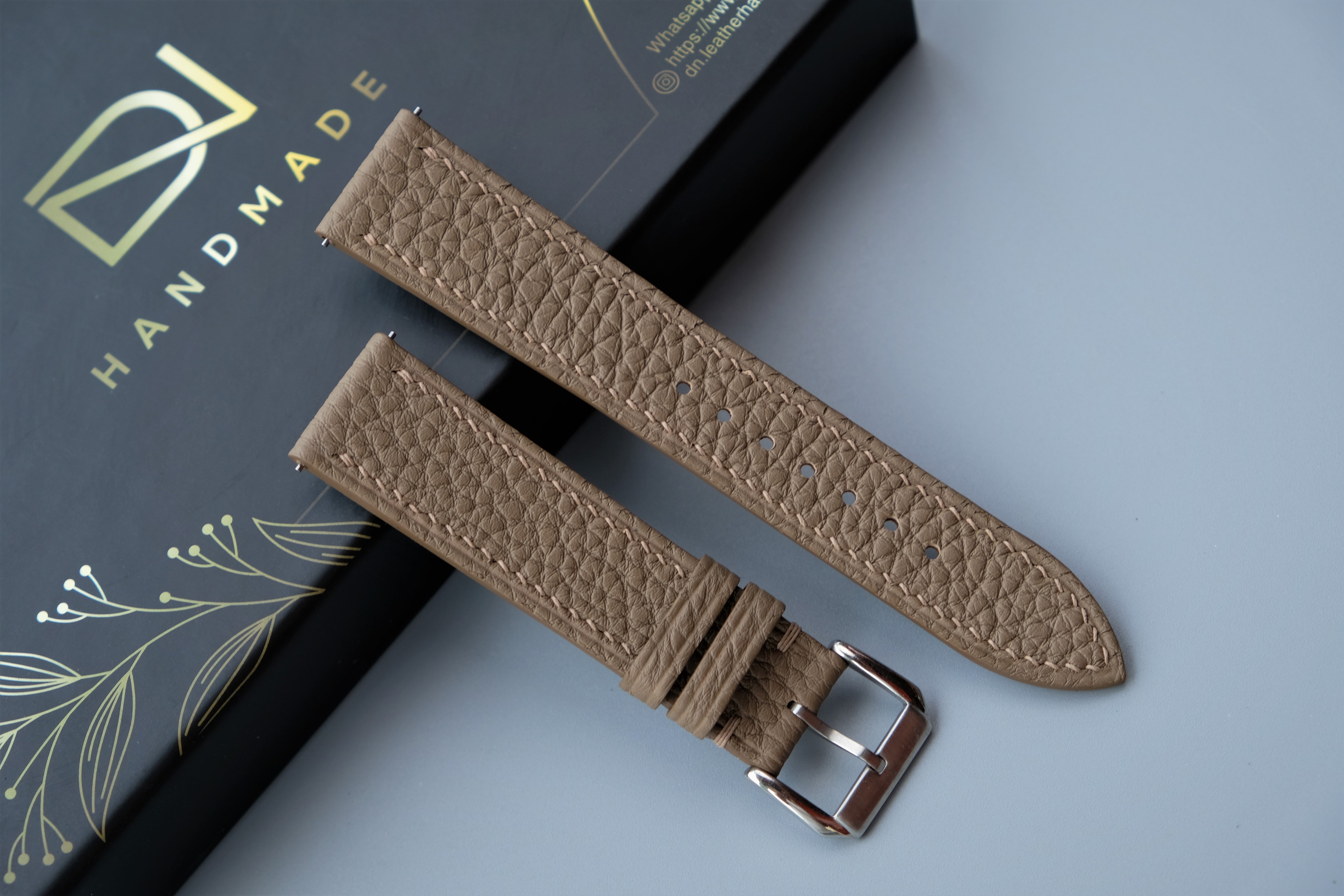 Gray TOGO Leather Watch Strap - Custom Sizes from 10mm to 26mm