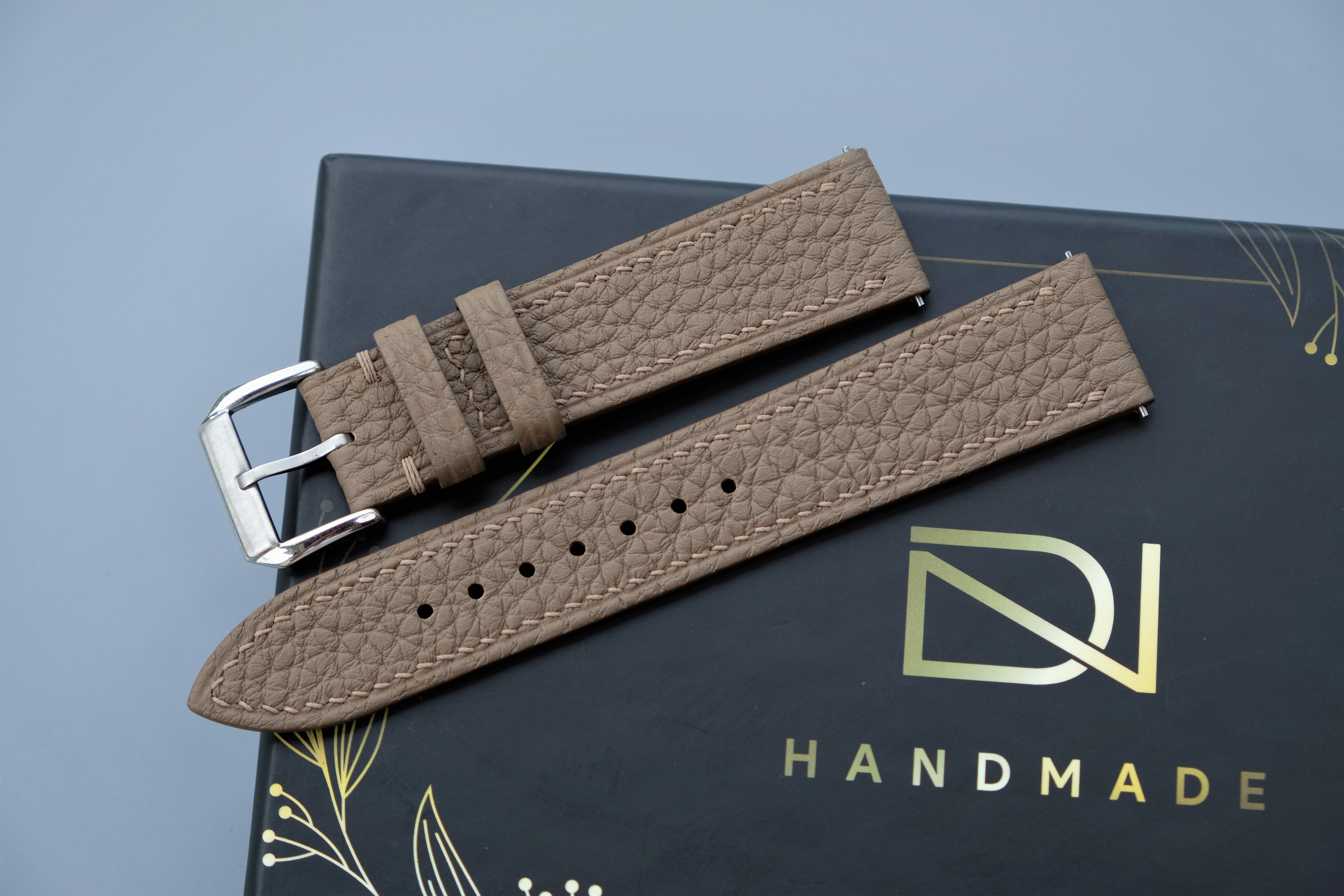 Gray TOGO Leather Watch Strap - Custom Sizes from 10mm to 26mm