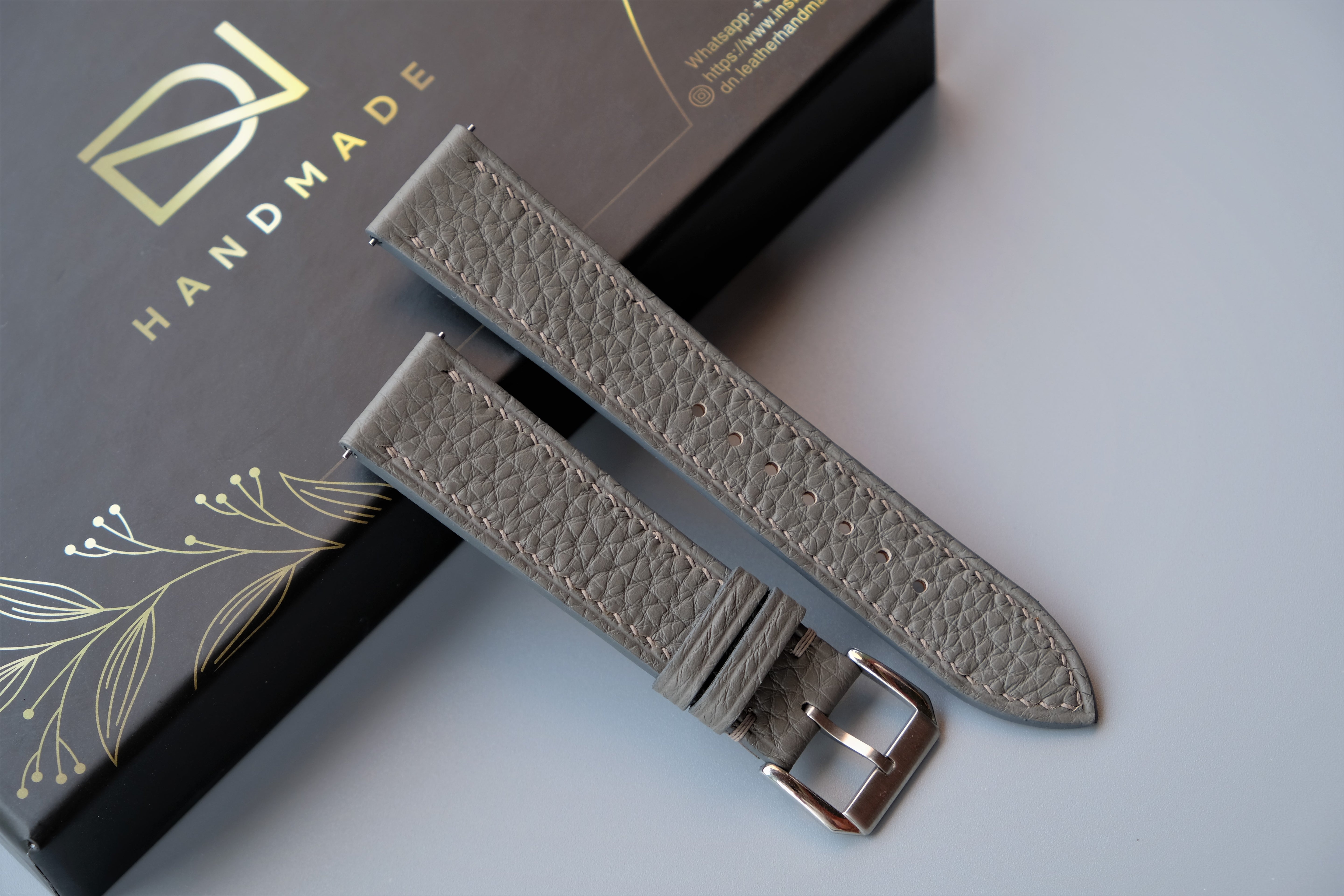 Light Gray TOGO Leather Watch Strap - Custom Sizes from 10mm to 26mm