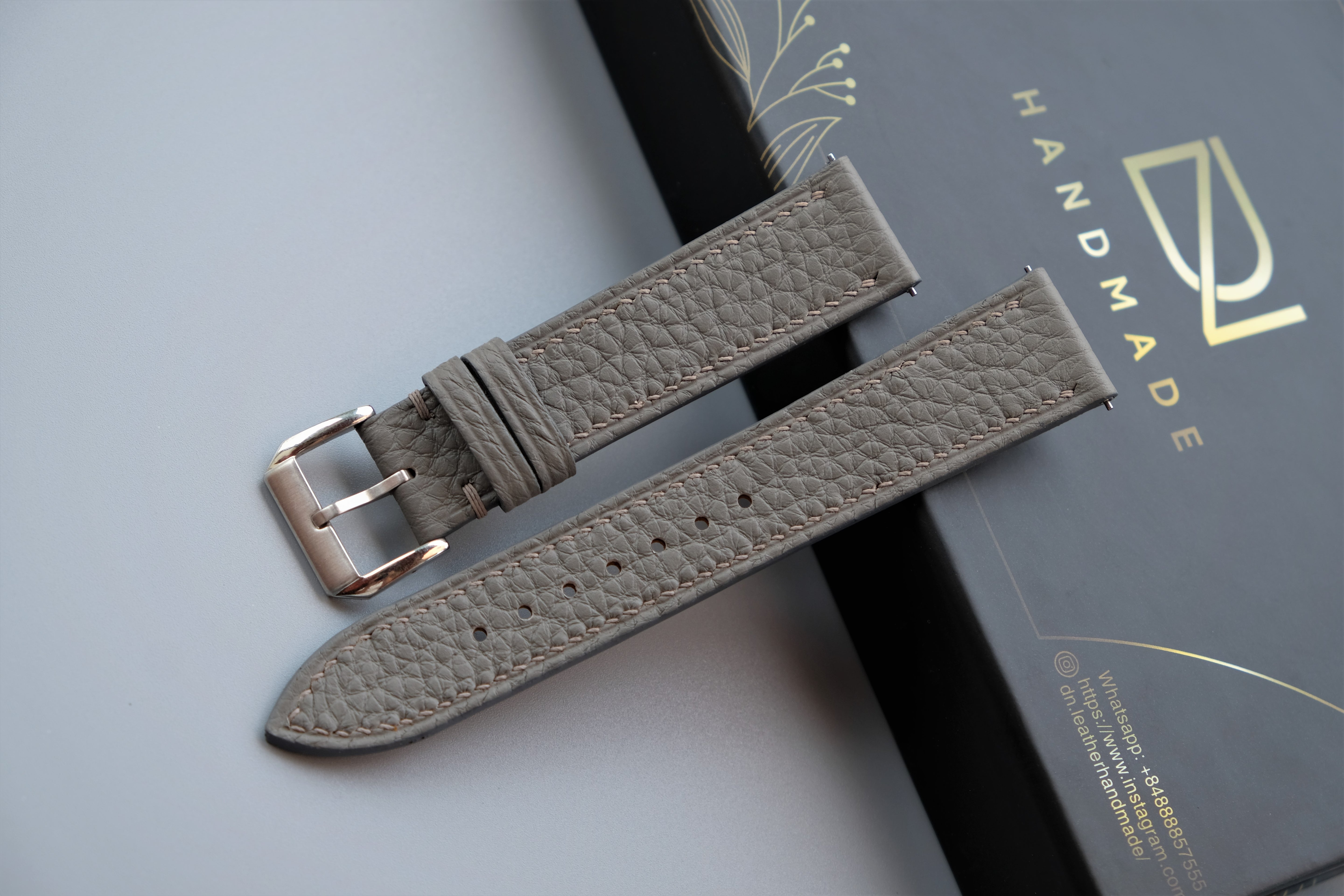 Light Gray TOGO Leather Watch Strap - Custom Sizes from 10mm to 26mm