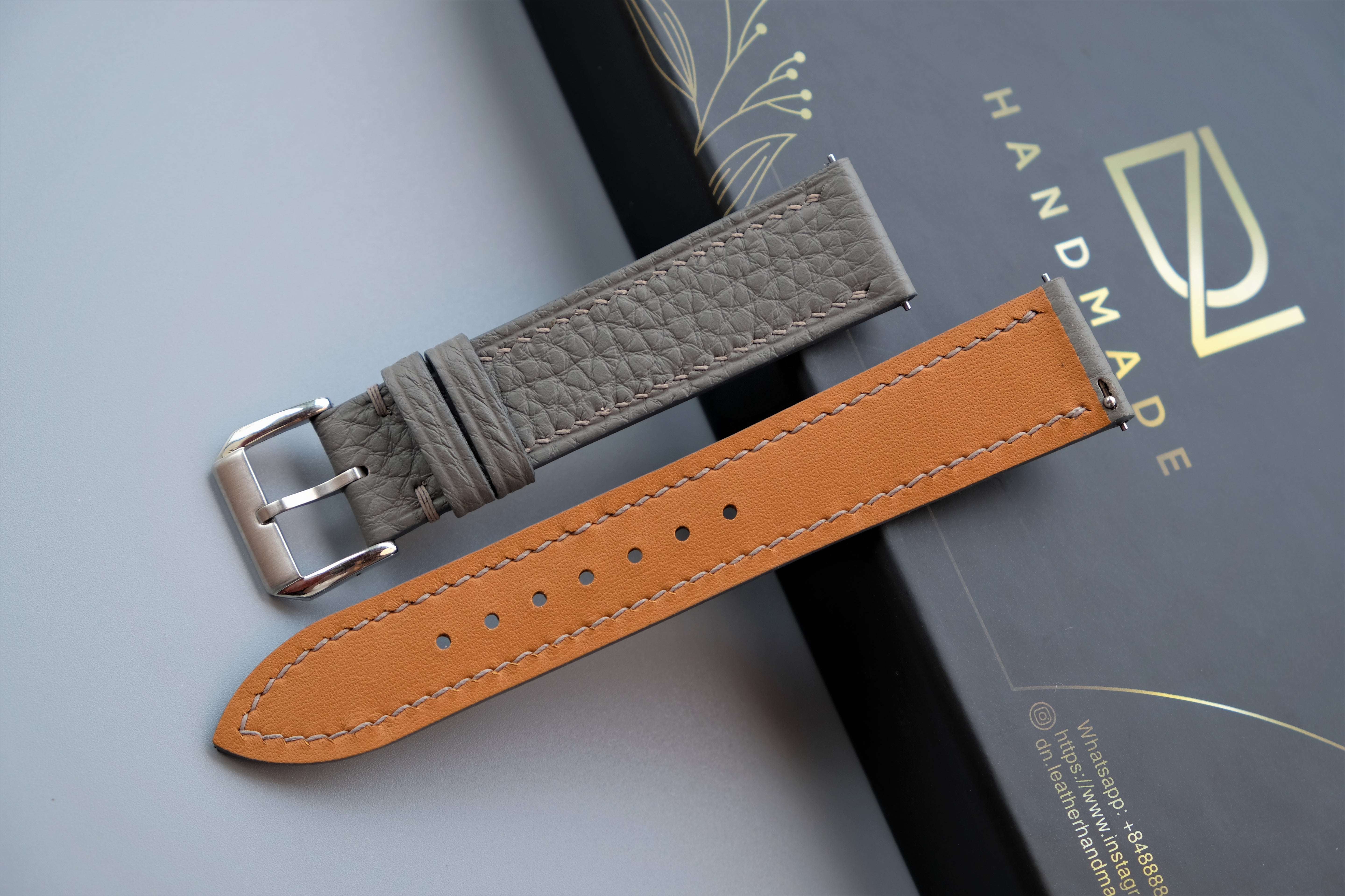 Light Gray TOGO Leather Watch Strap - Custom Sizes from 10mm to 26mm