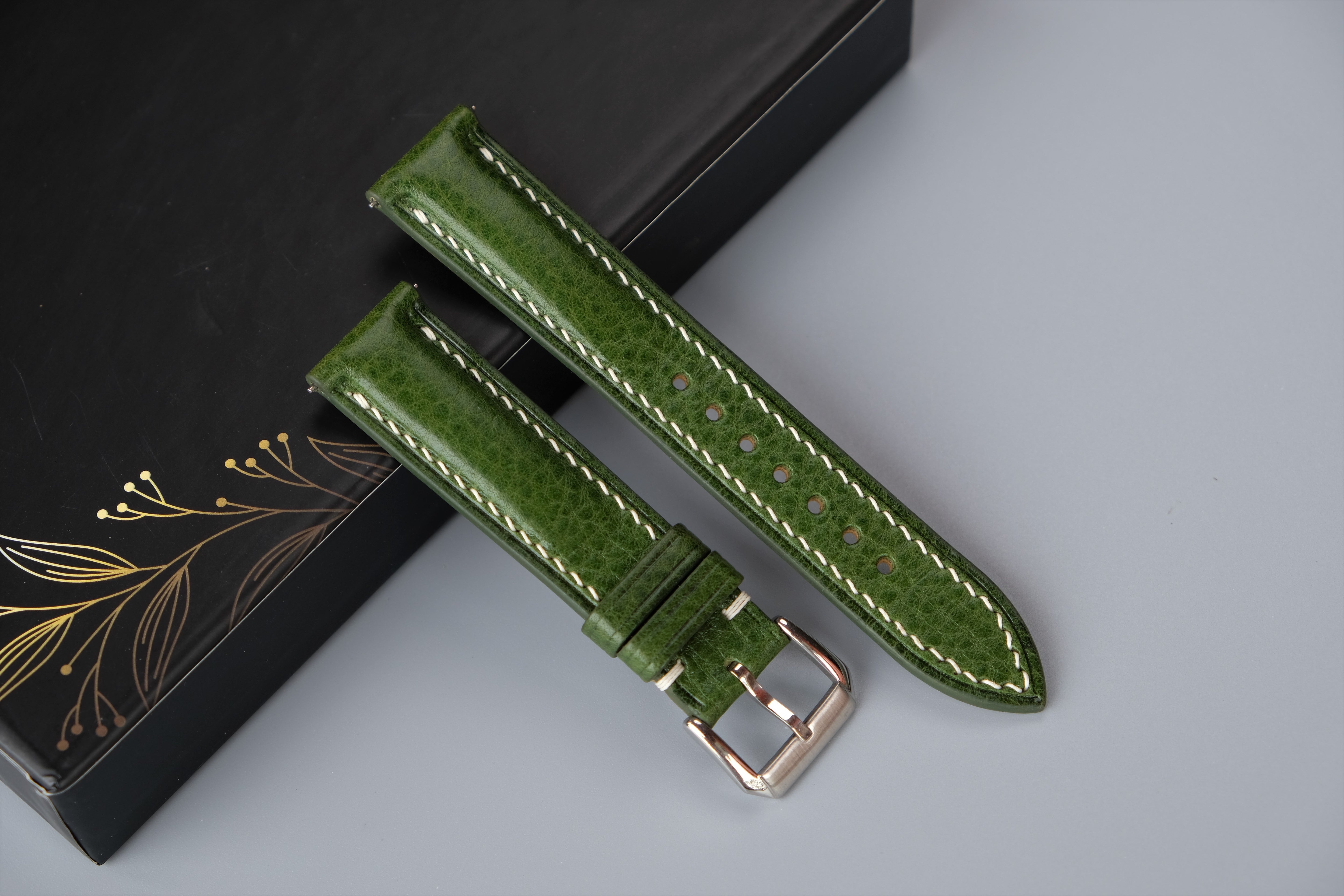 Green MBOX LUX Leather Watch Strap – Custom Sizes 10mm to 26mm