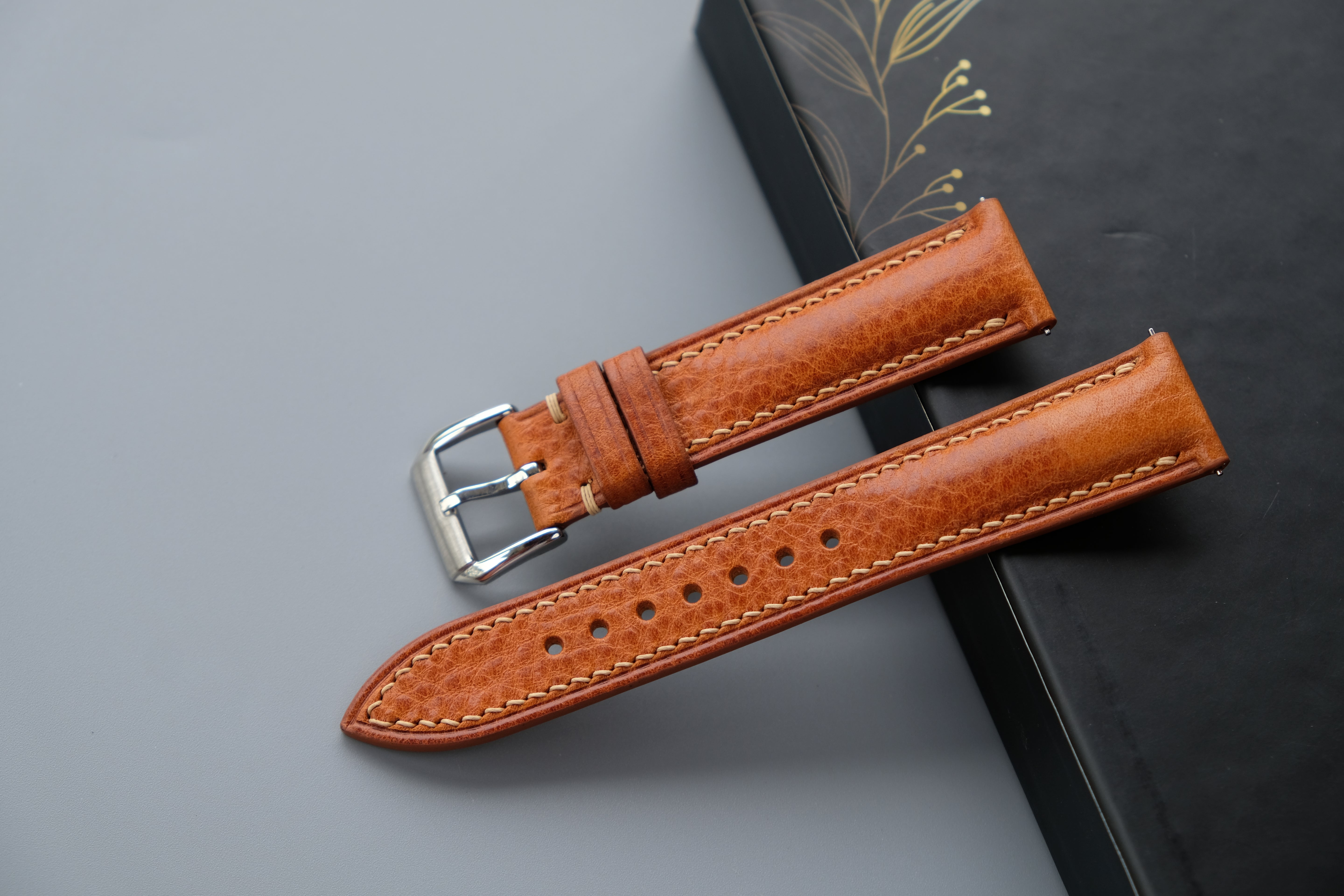 Light Brown MBOX LUX Leather Watch Strap – Custom Sizes 10mm to 26mm