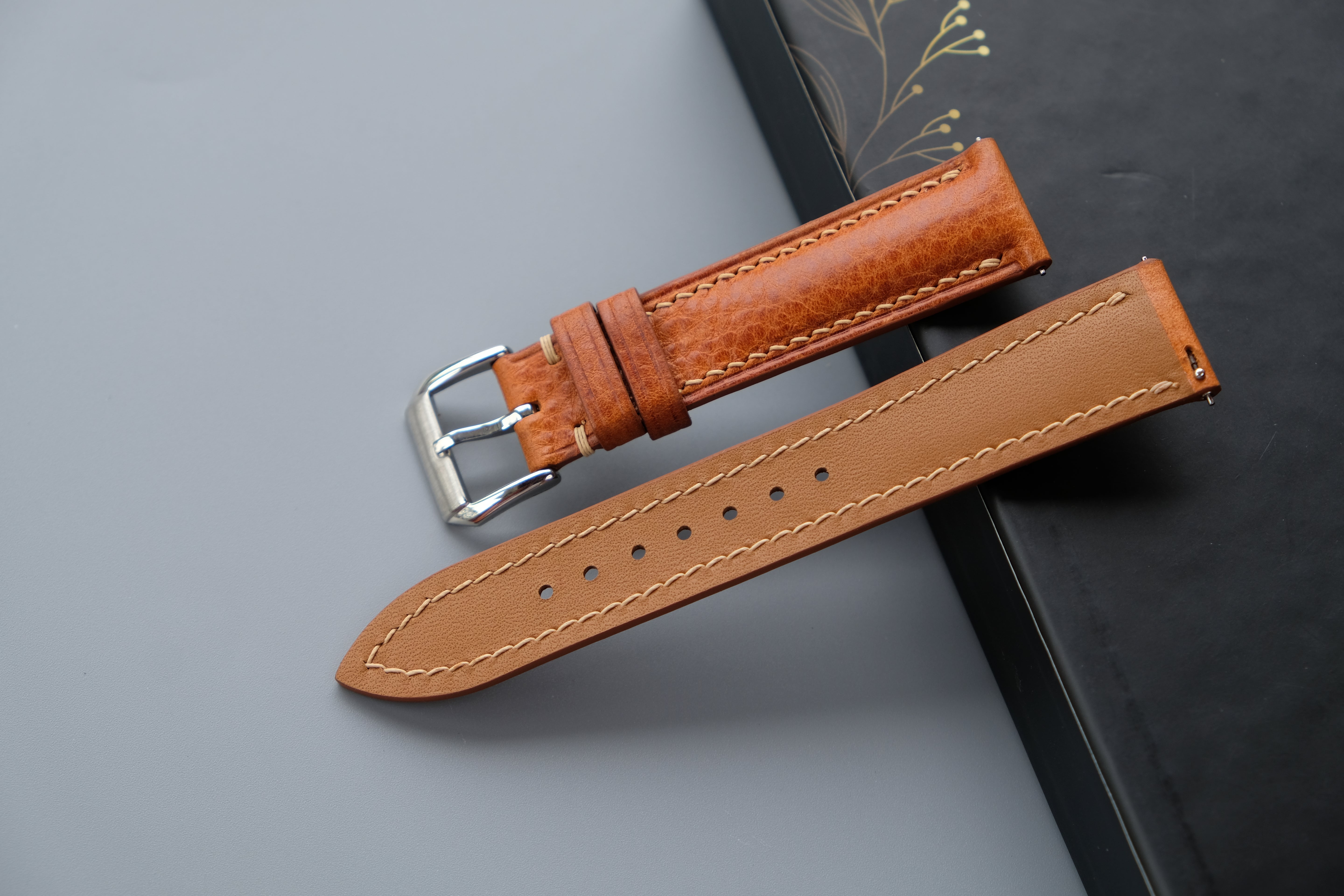 Light Brown MBOX LUX Leather Watch Strap – Custom Sizes 10mm to 26mm