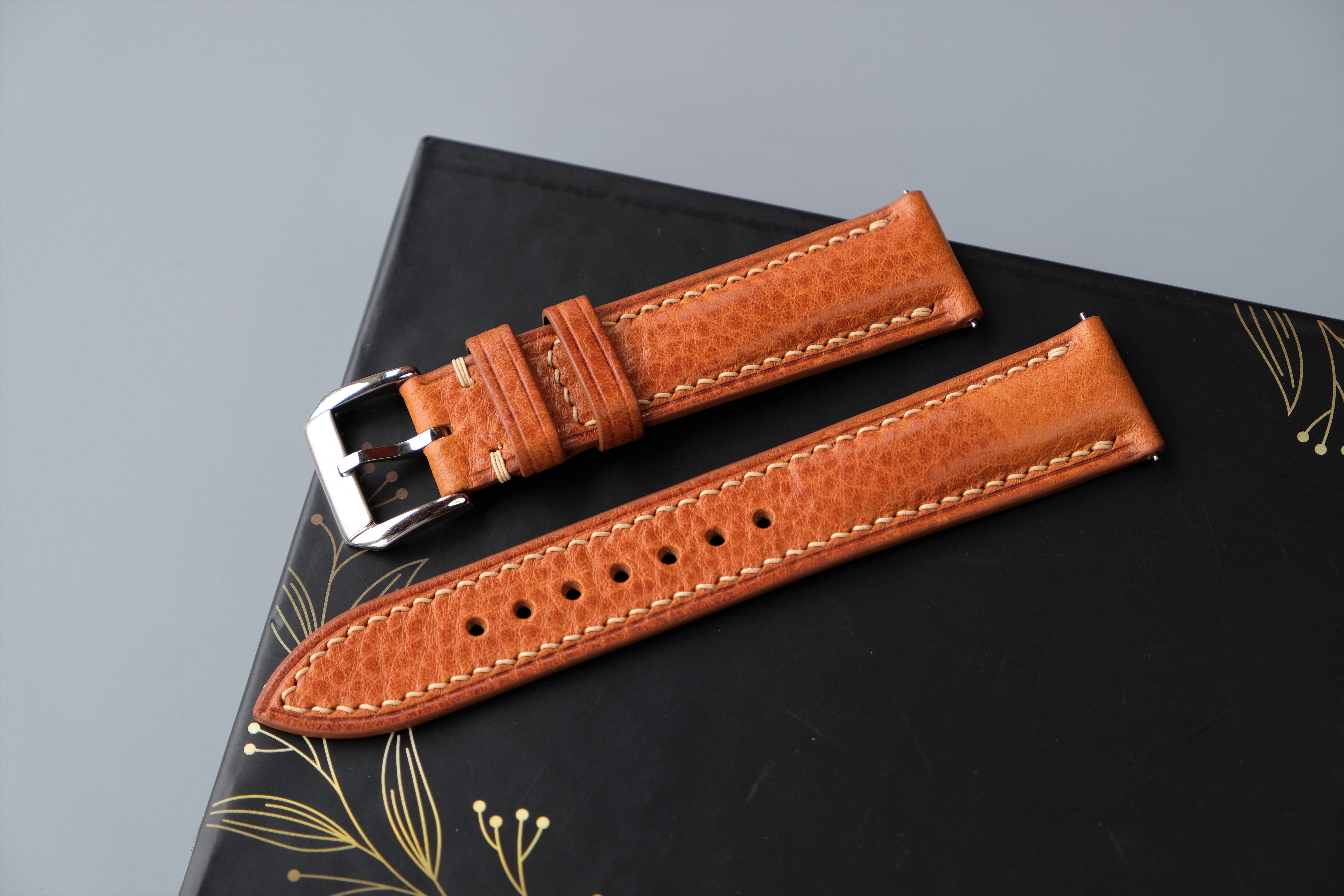 Light Brown MBOX LUX Leather Watch Strap – Custom Sizes 10mm to 26mm