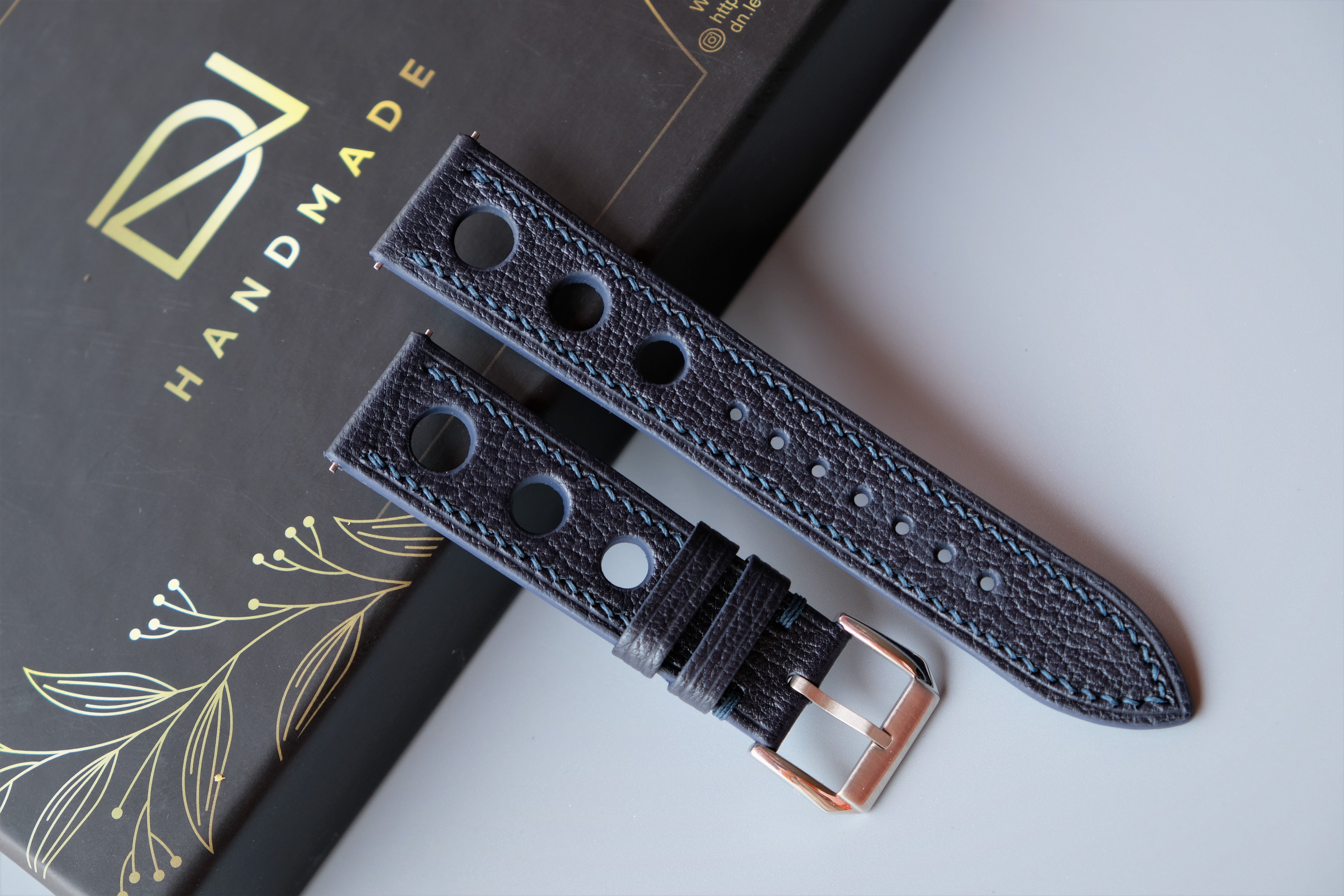 Dark Navy Alran Chevre Leather Watch Strap