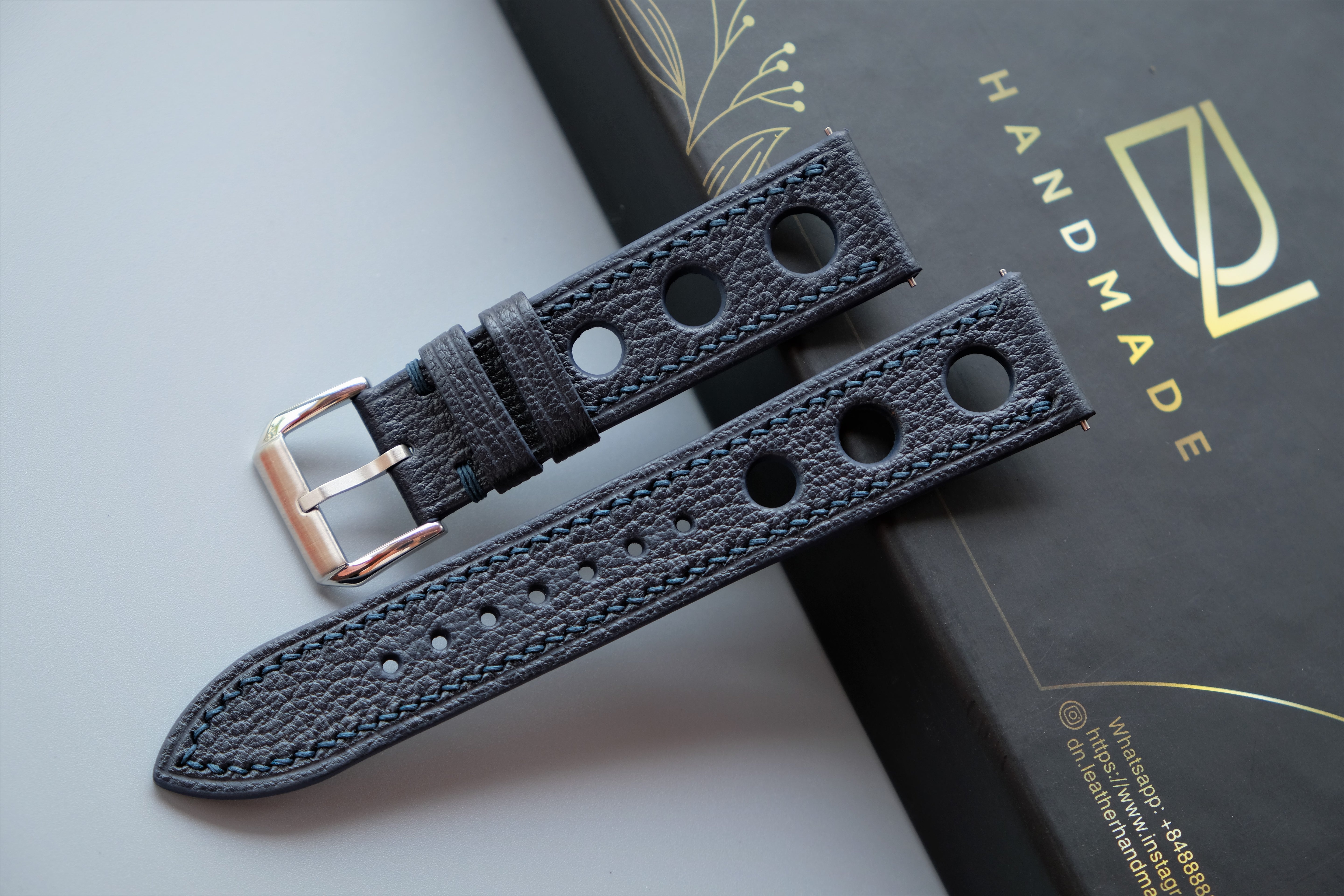 Dark Navy Alran Chevre Leather Watch Strap