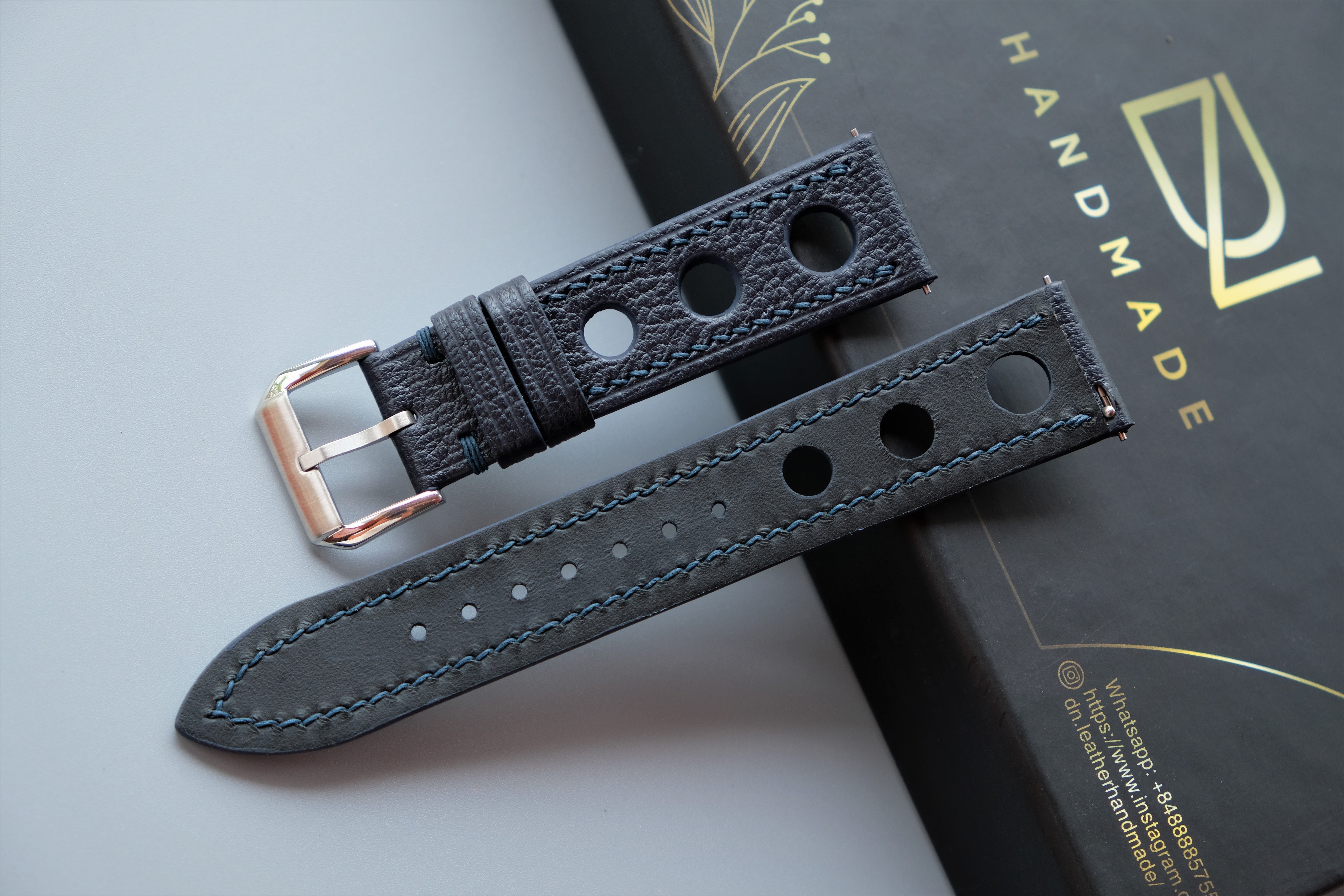 Dark Navy Alran Chevre Leather Watch Strap