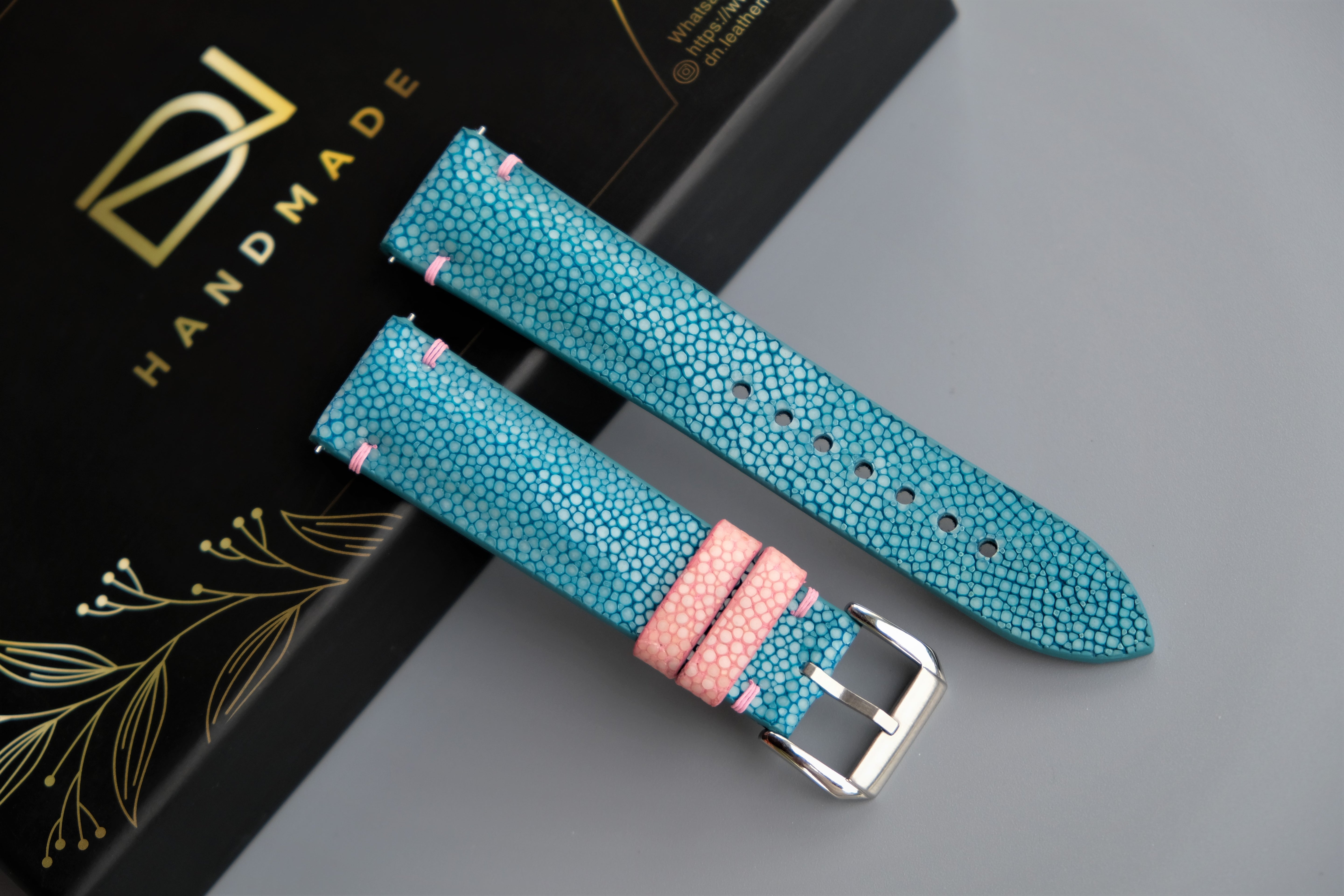 Turquoise Stingray Leather Watch Strap