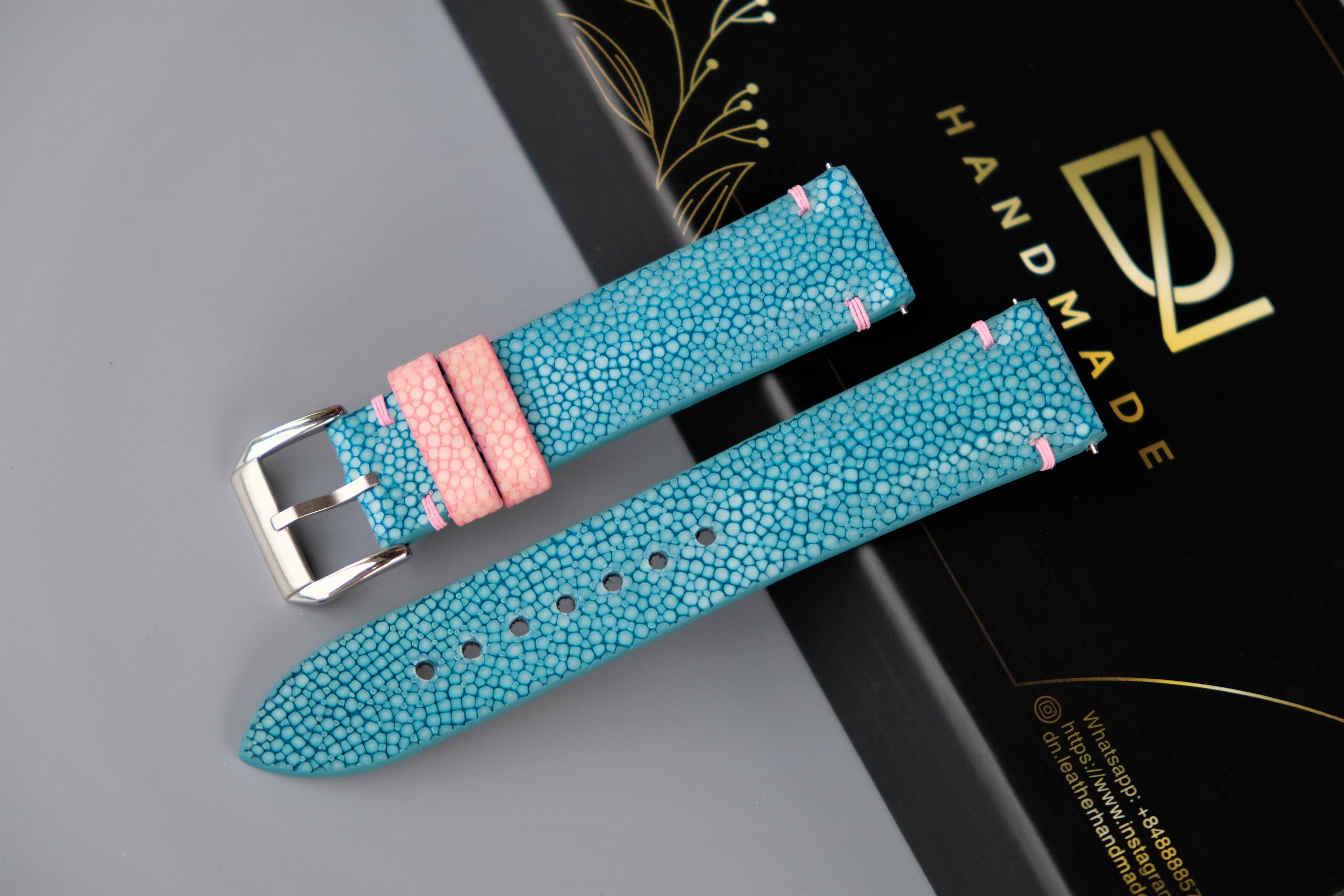 Turquoise Stingray Leather Watch Strap