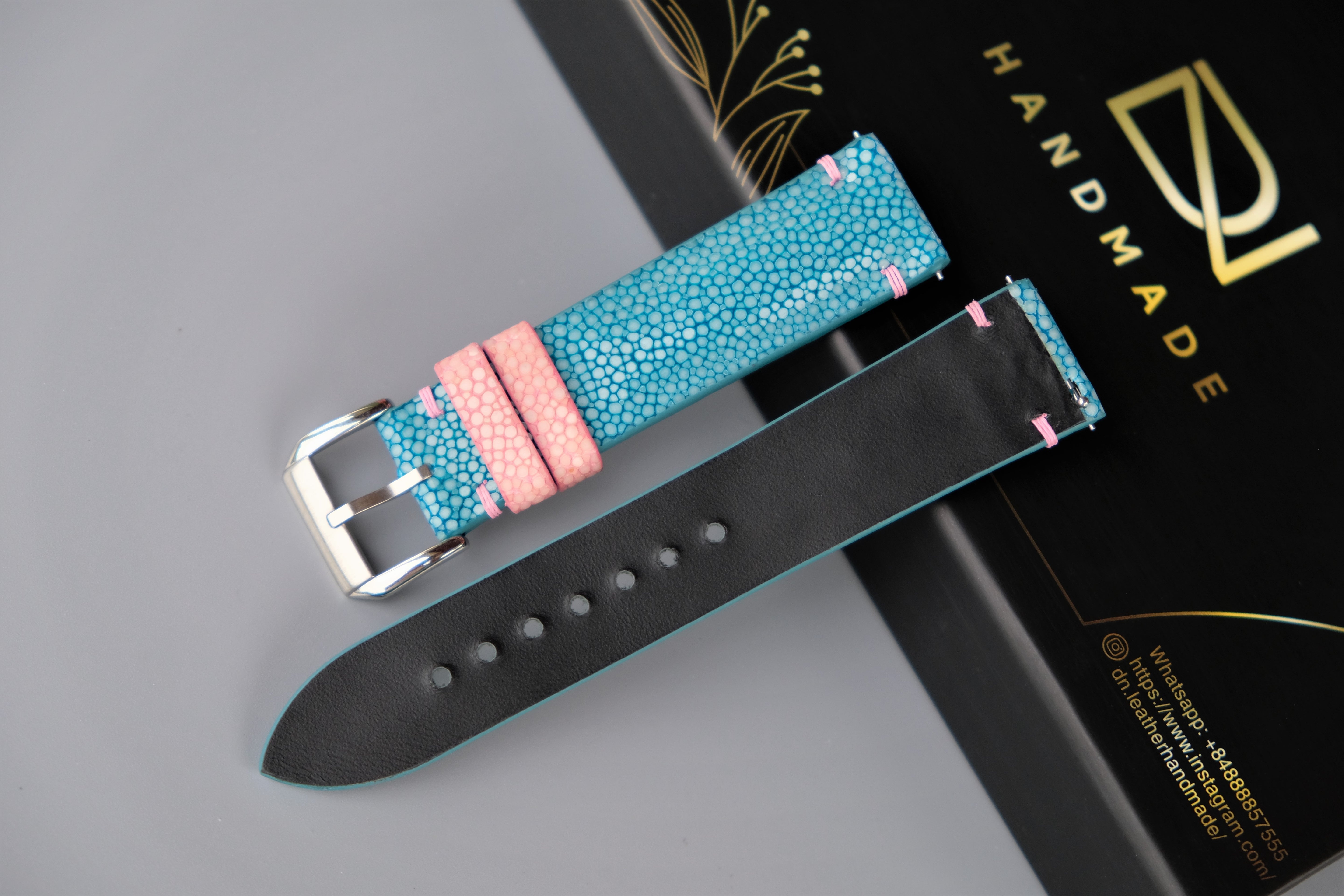 Turquoise Stingray Leather Watch Strap