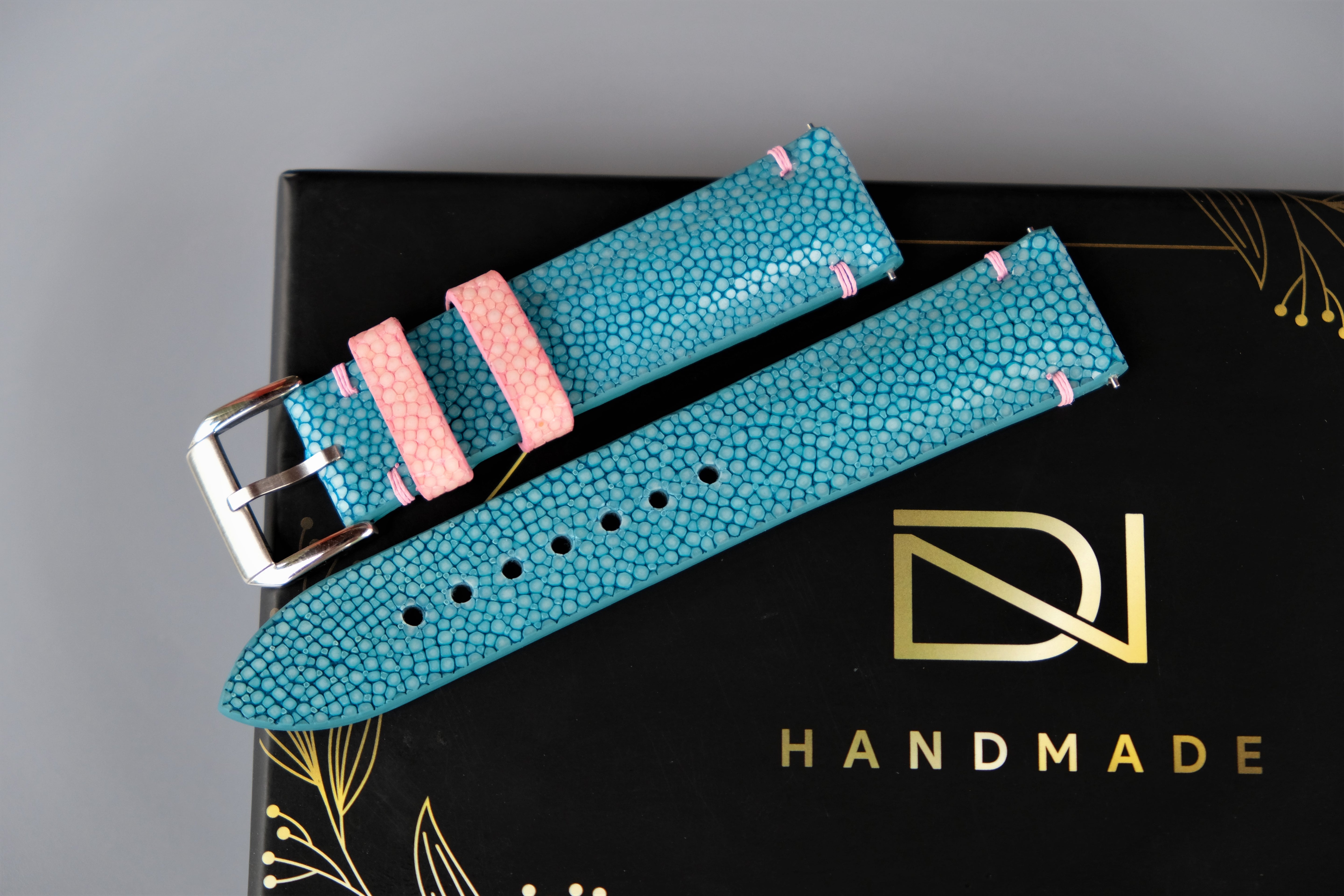 Turquoise Stingray Leather Watch Strap