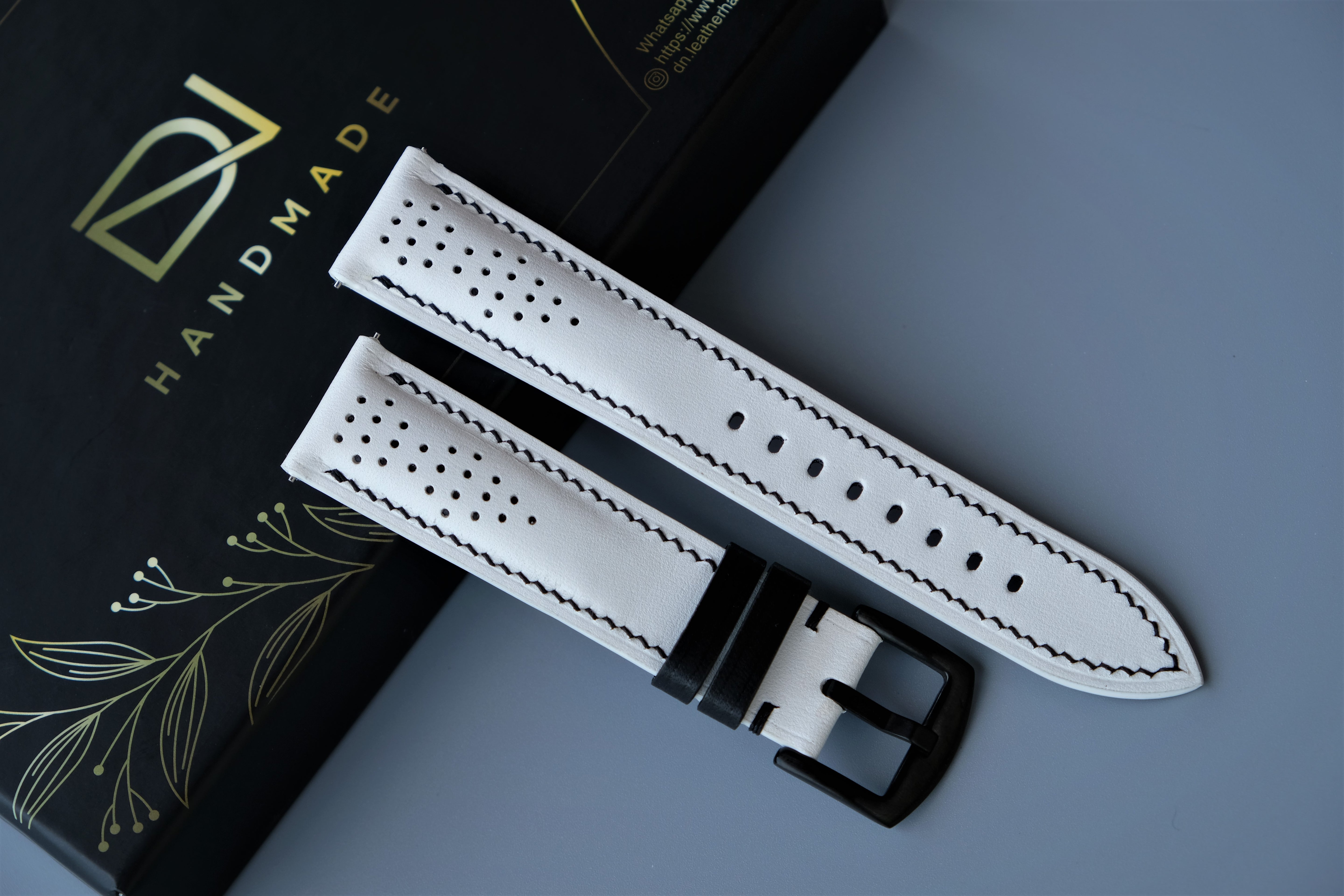 White Rally Leather Watch Strap