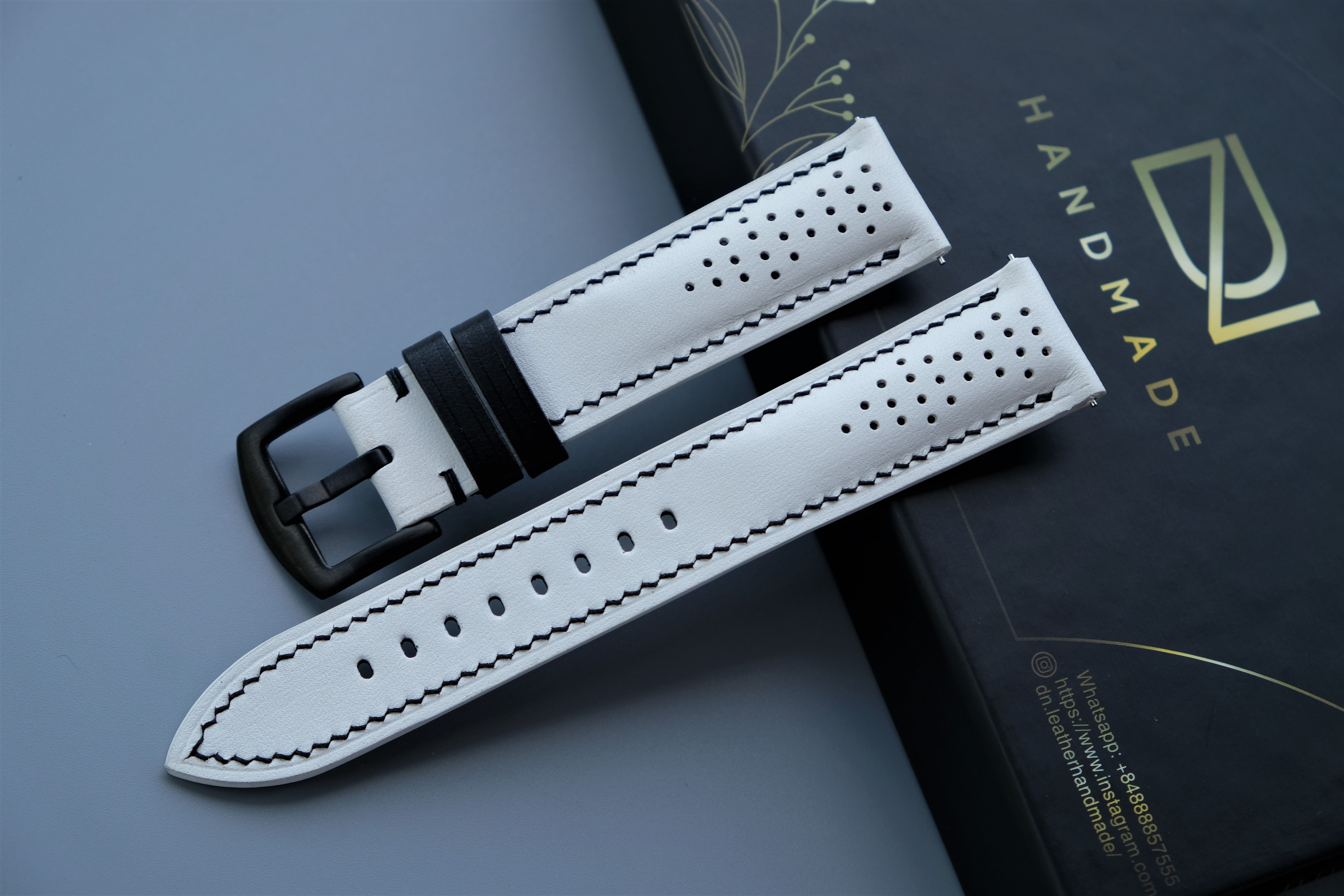 White Rally Leather Watch Strap