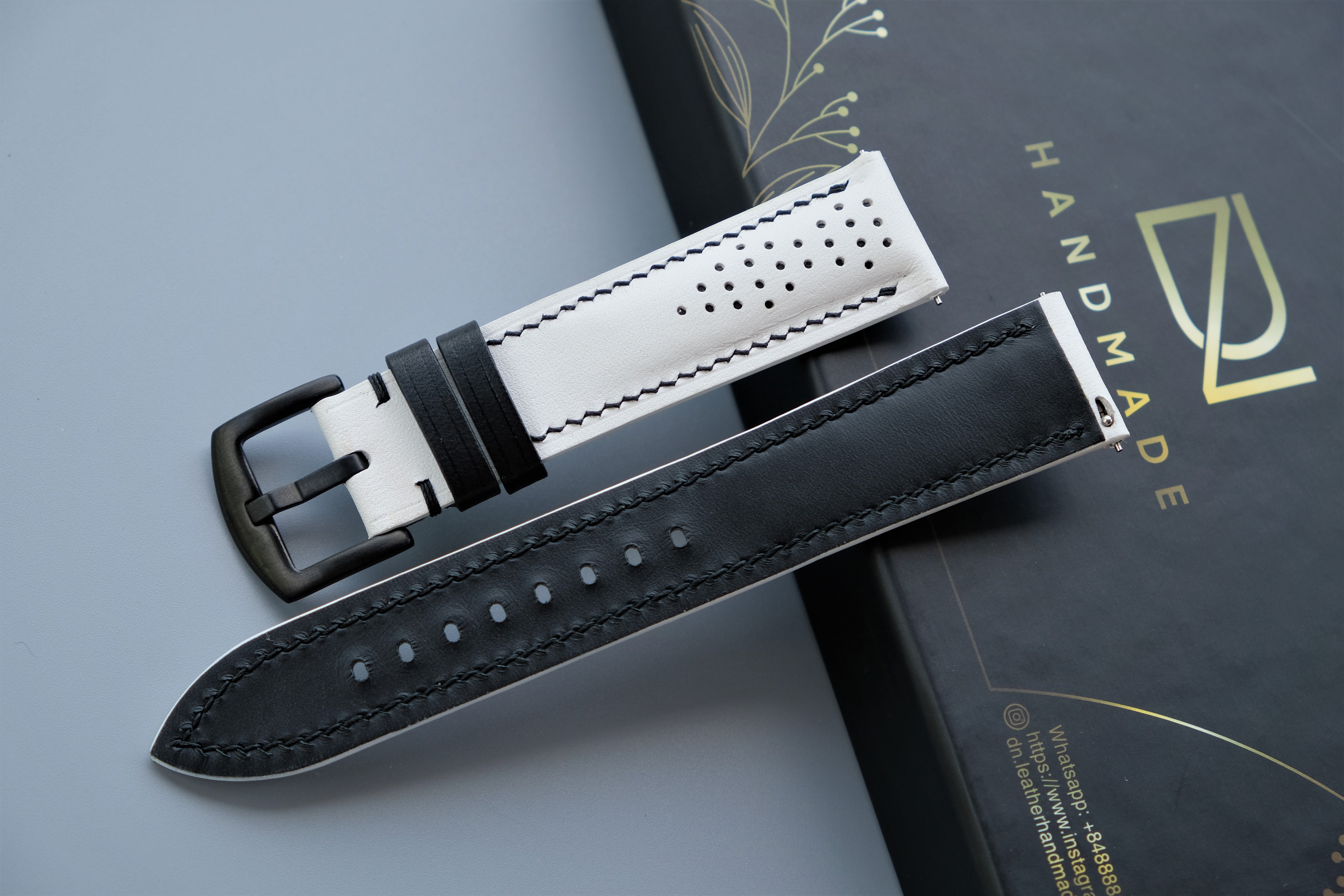 White Rally Leather Watch Strap